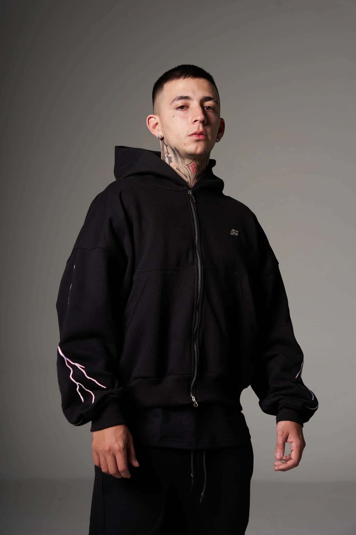 Double Zip Hoodie Boxy fit Red lights - miniatura 2