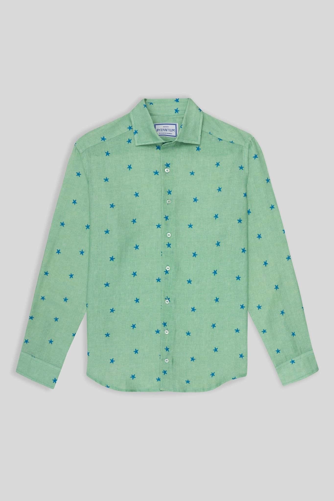 Men's linen shirt green estelle