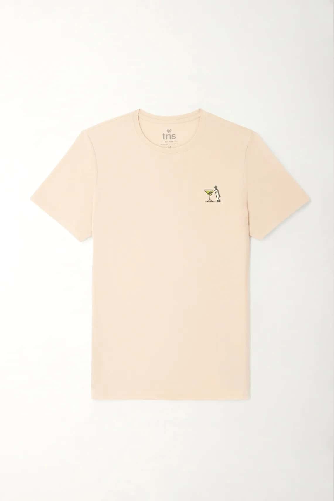 Camiseta básica con mini print de martini café para hombre