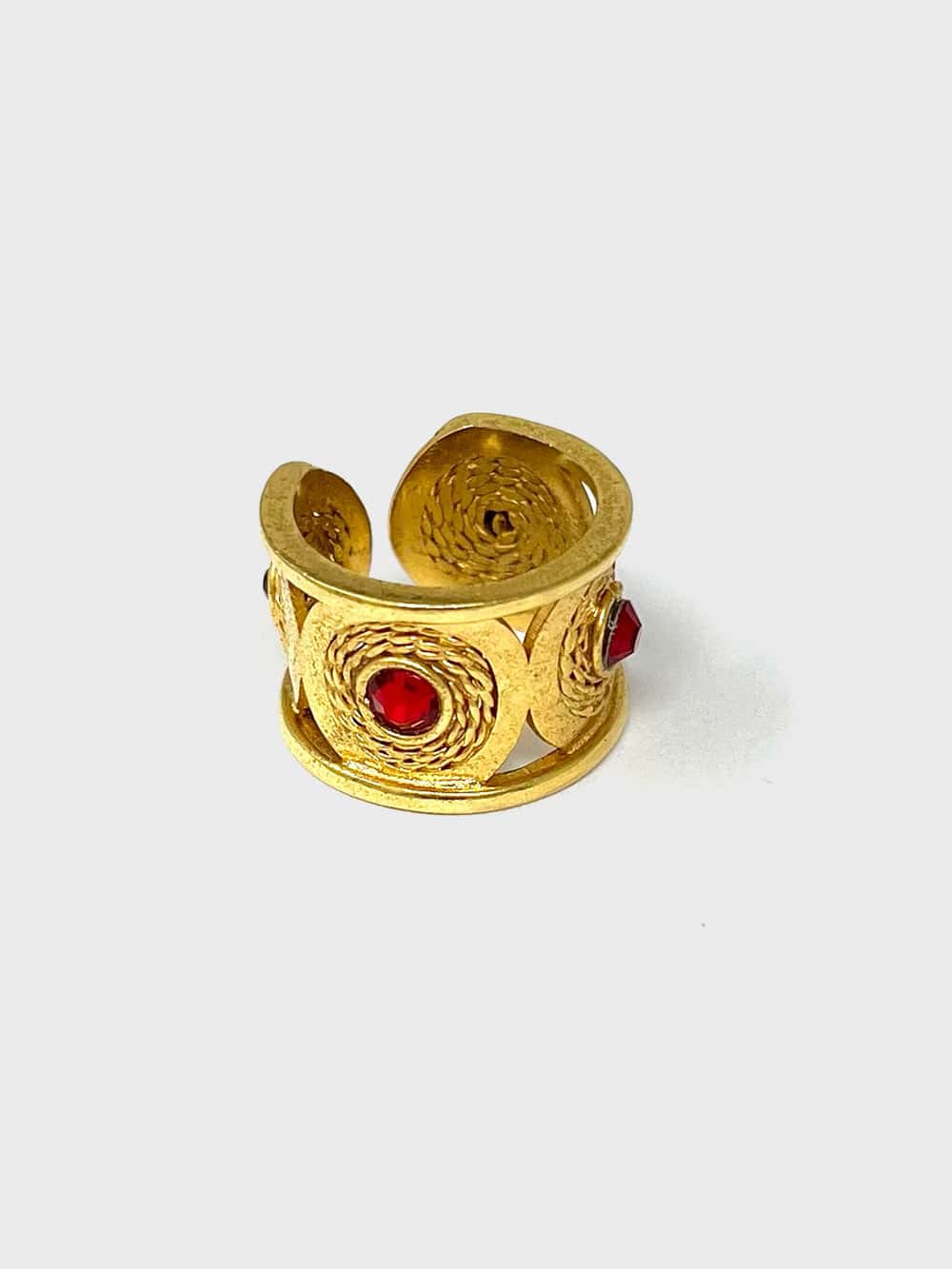 Anillo circulos cristal rojo - miniatura 2