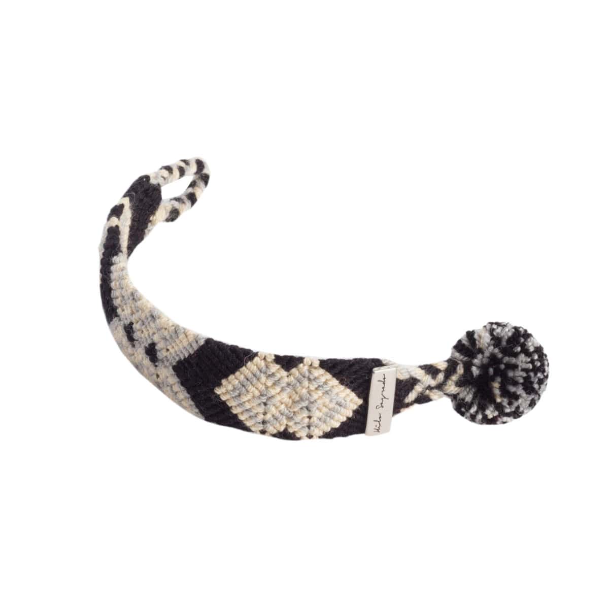 Brazalete Wayuu Gris/Negro con Pompón