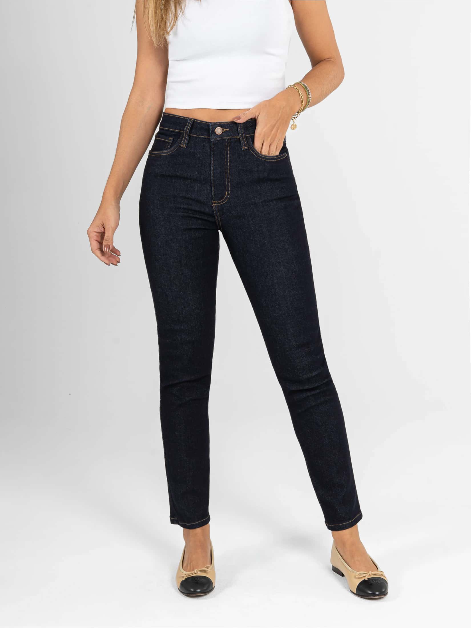 Ref: 066617 Jean Skinny stretch, tiro alto, tono azul oscuro - miniatura 1