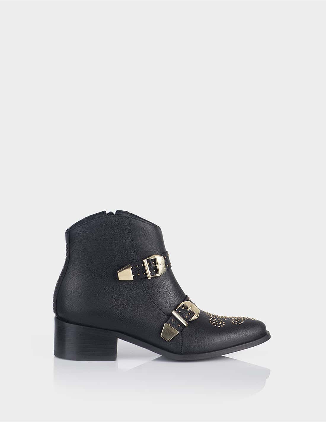Botin Cizma Cuero Negro