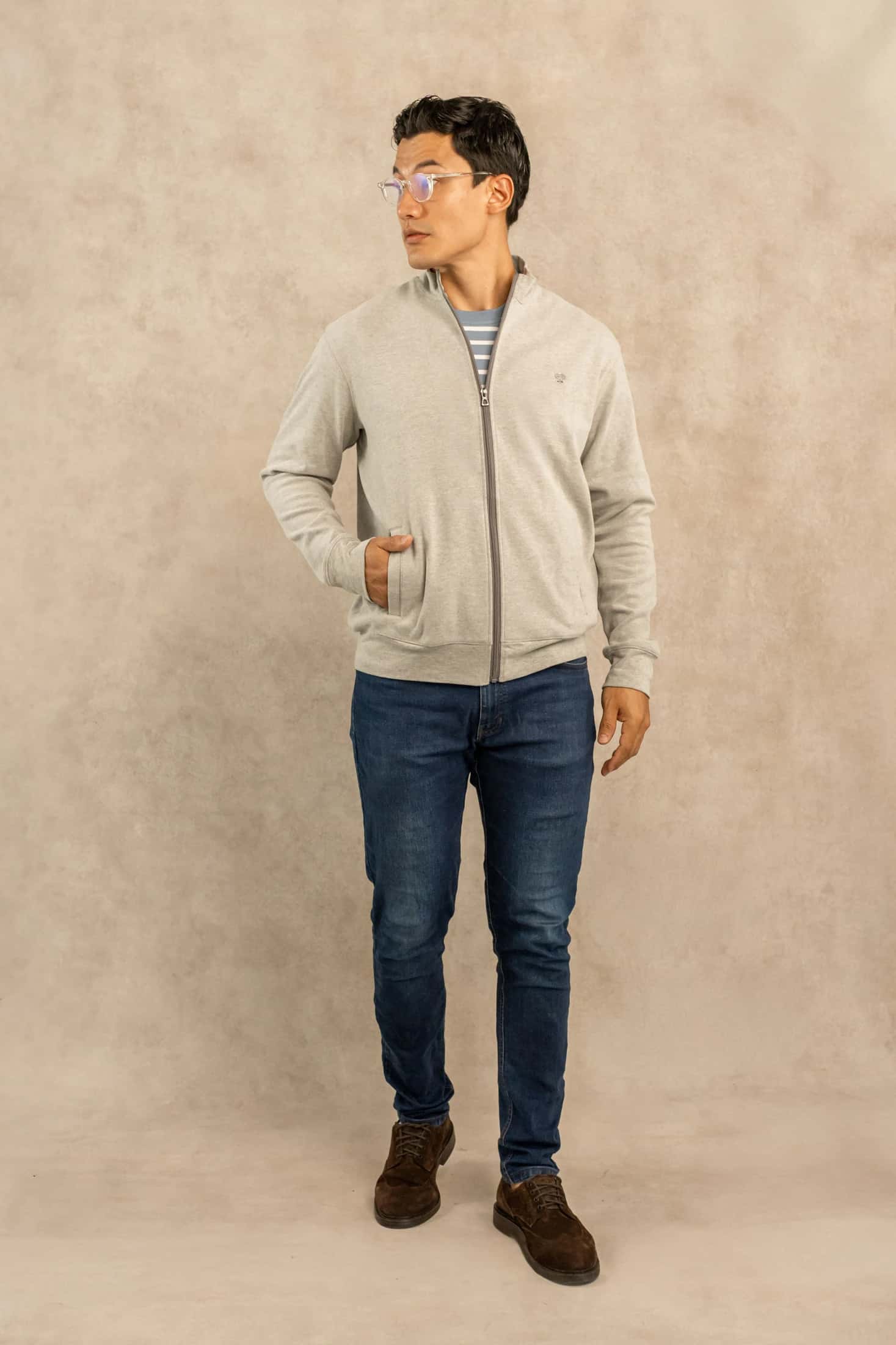 Full-Zip Antimanchas Gris Jaspe - miniatura 2