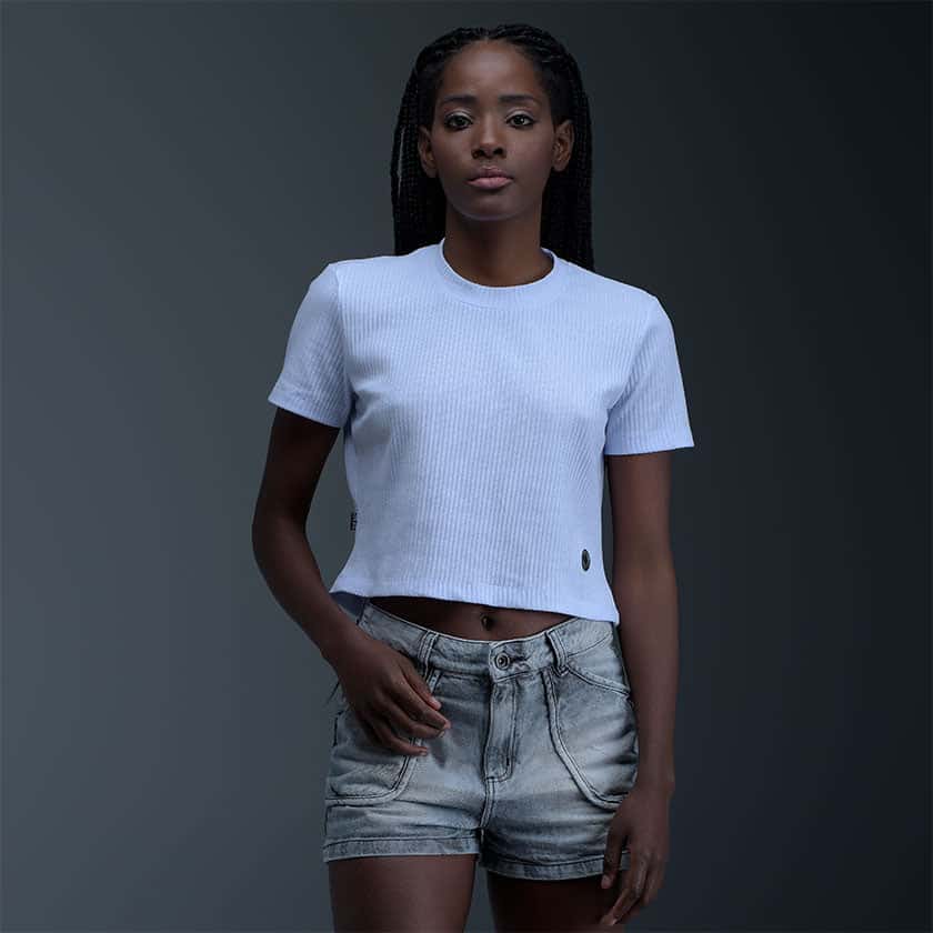 Blusa Crop Blanca Mujer