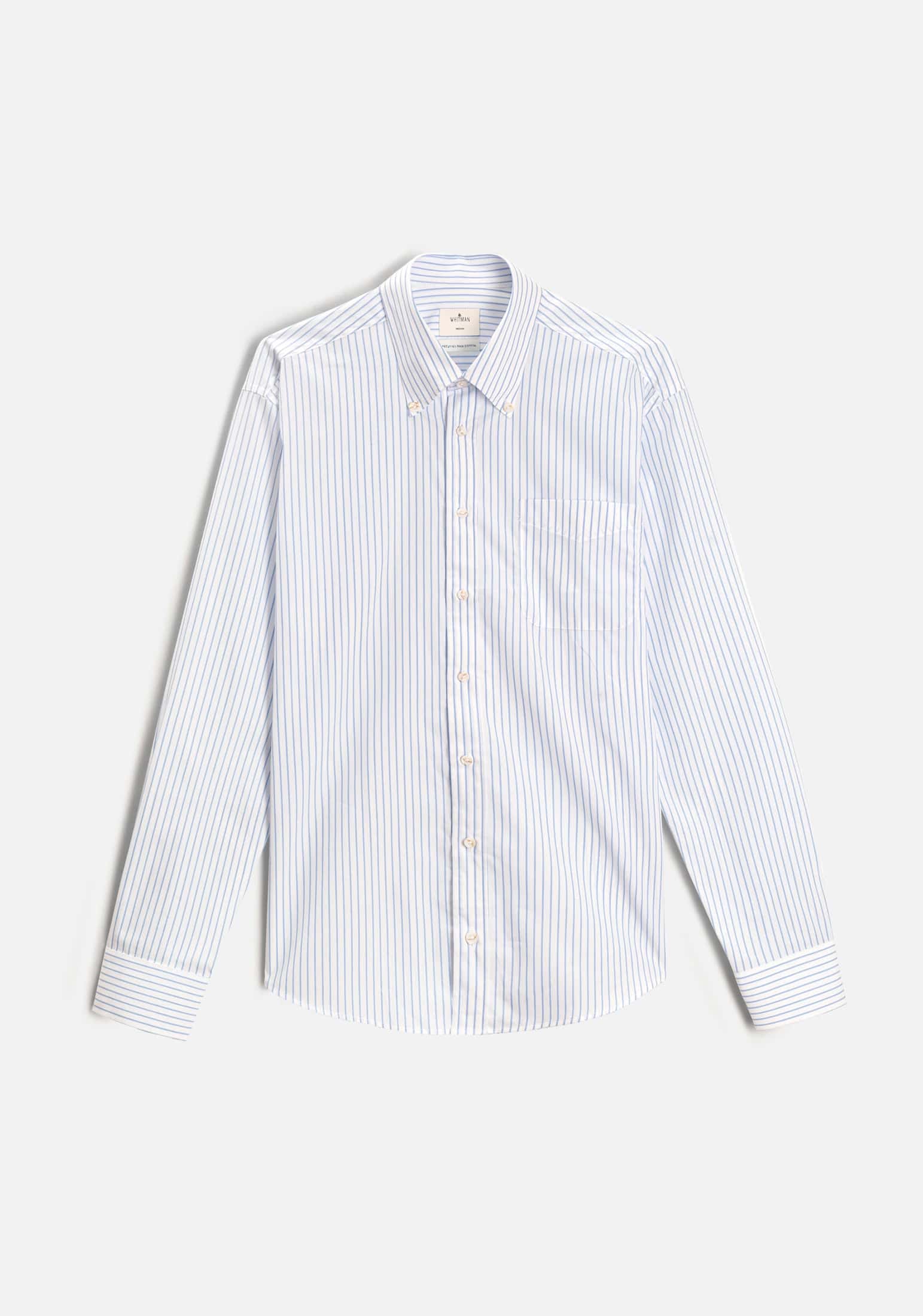 Camisa H CBD Rayas Bols. Grd. Azul Medio