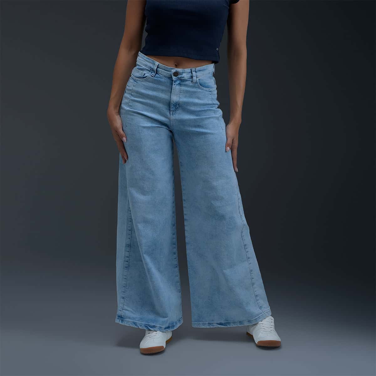 Jeans Wide Leg Azul Mujer