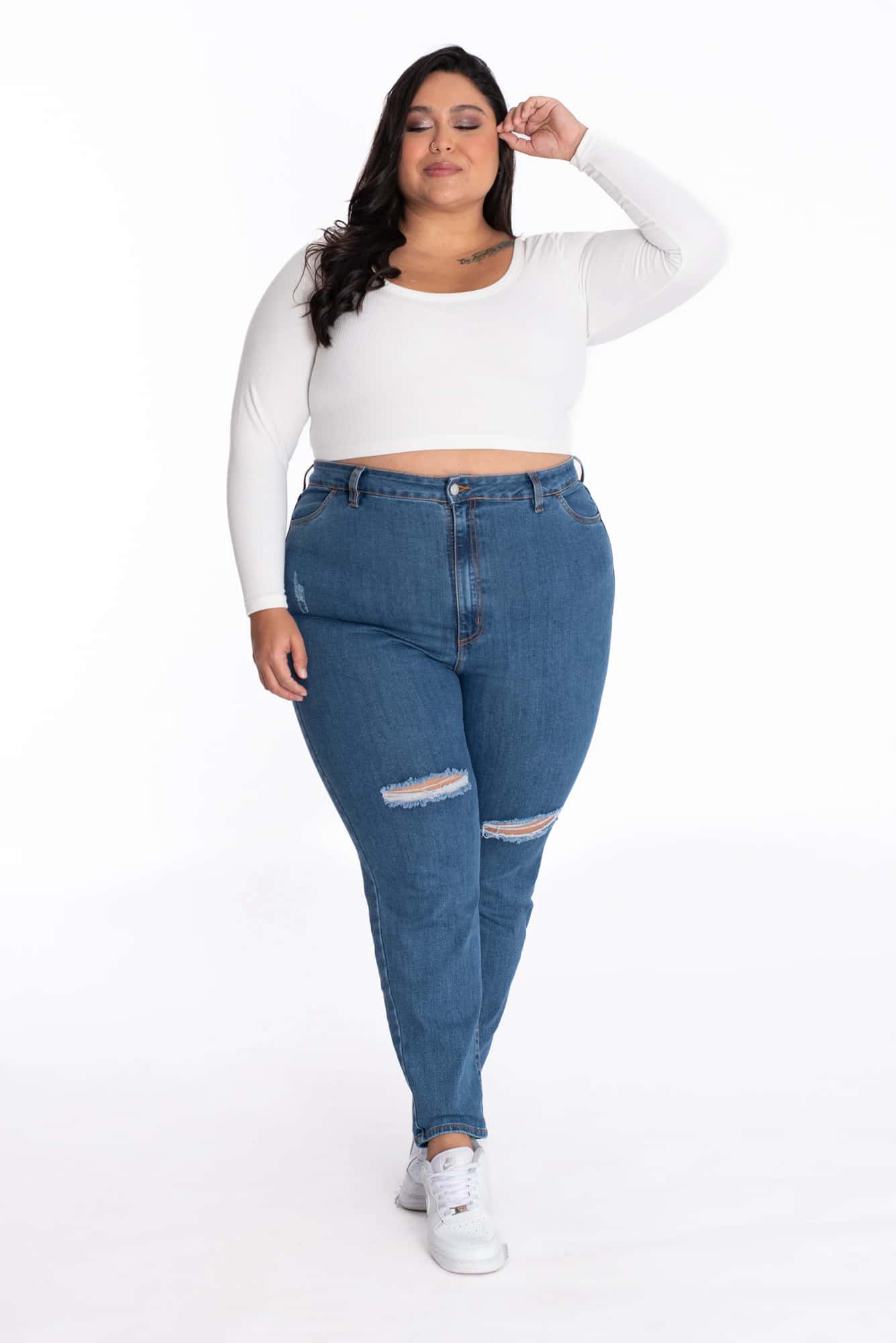 Jean Skinny Azul Medio Roto 407