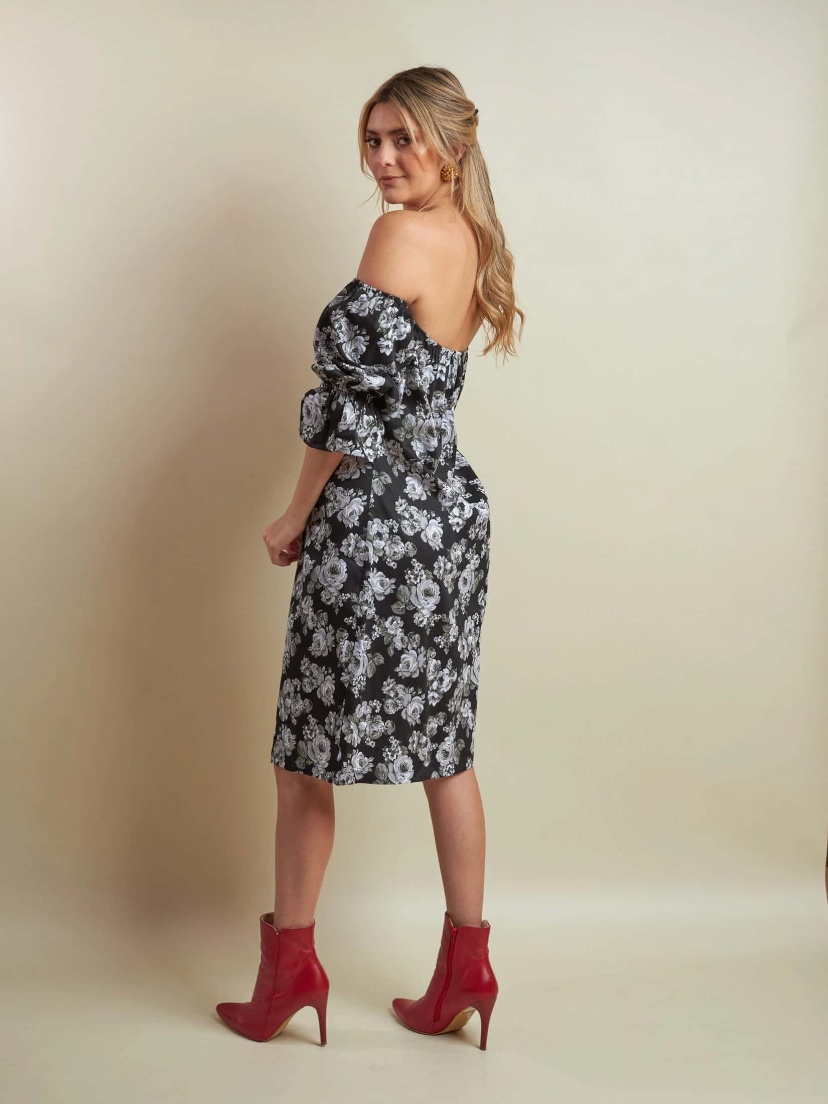 Vestido Mireya Negro Estampado - miniatura 5