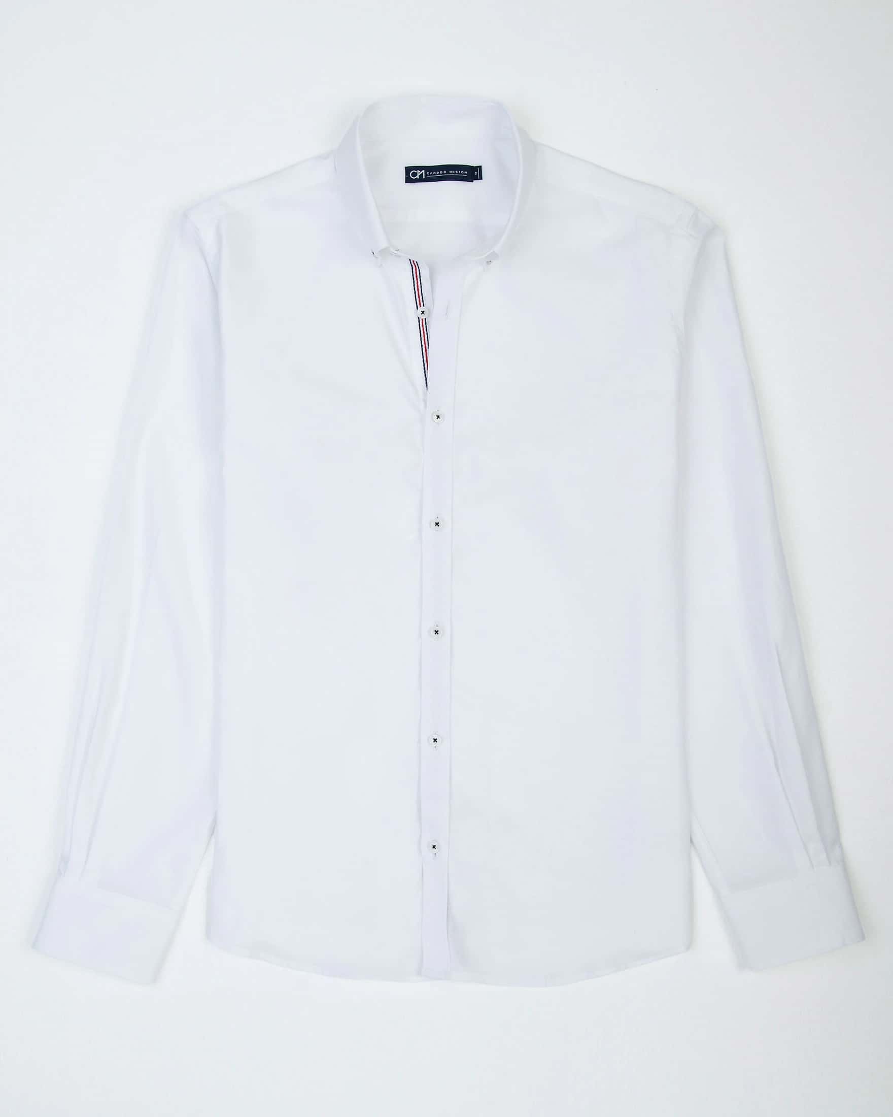 Camisa Oxford Hiladillo Náutico Algodón Blanco - miniatura 1