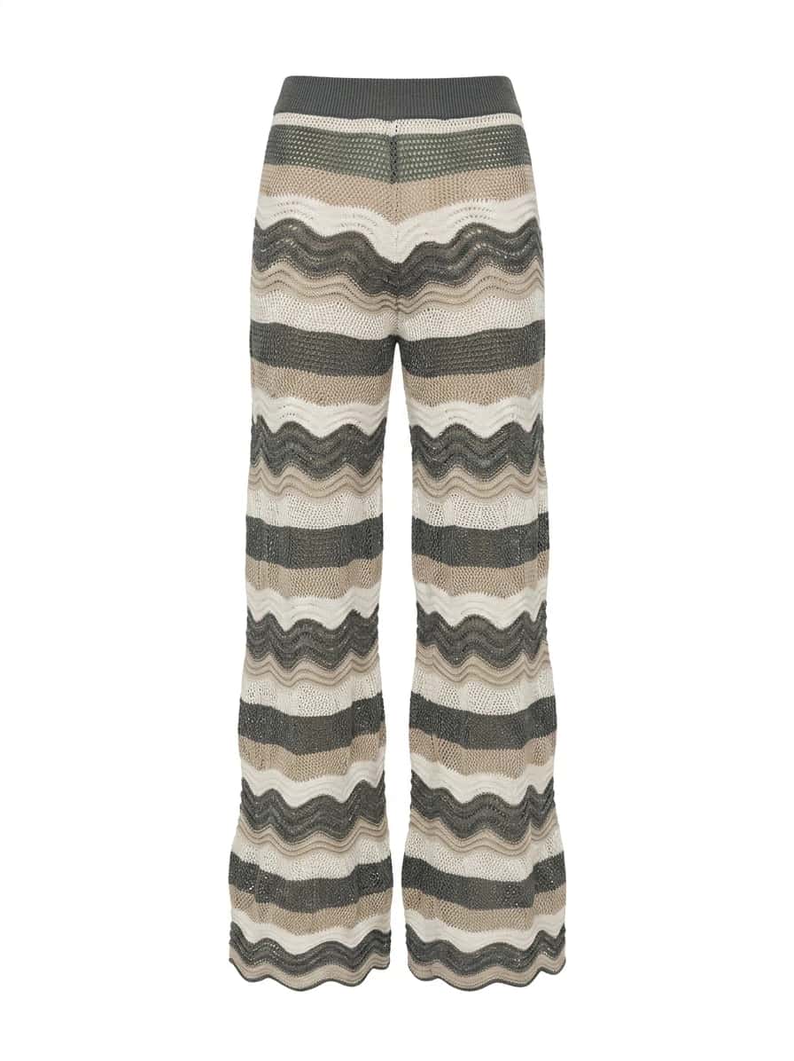 MARTINA PANT GREEN WITH BEIGE STRIPES