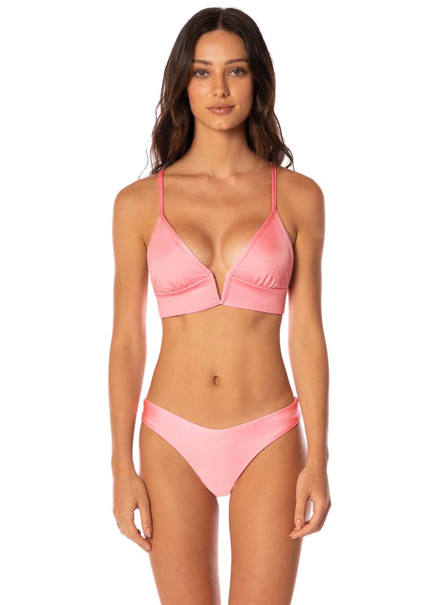 Maaji Taffy Pink Parade Long Line Triangle Bikini Top