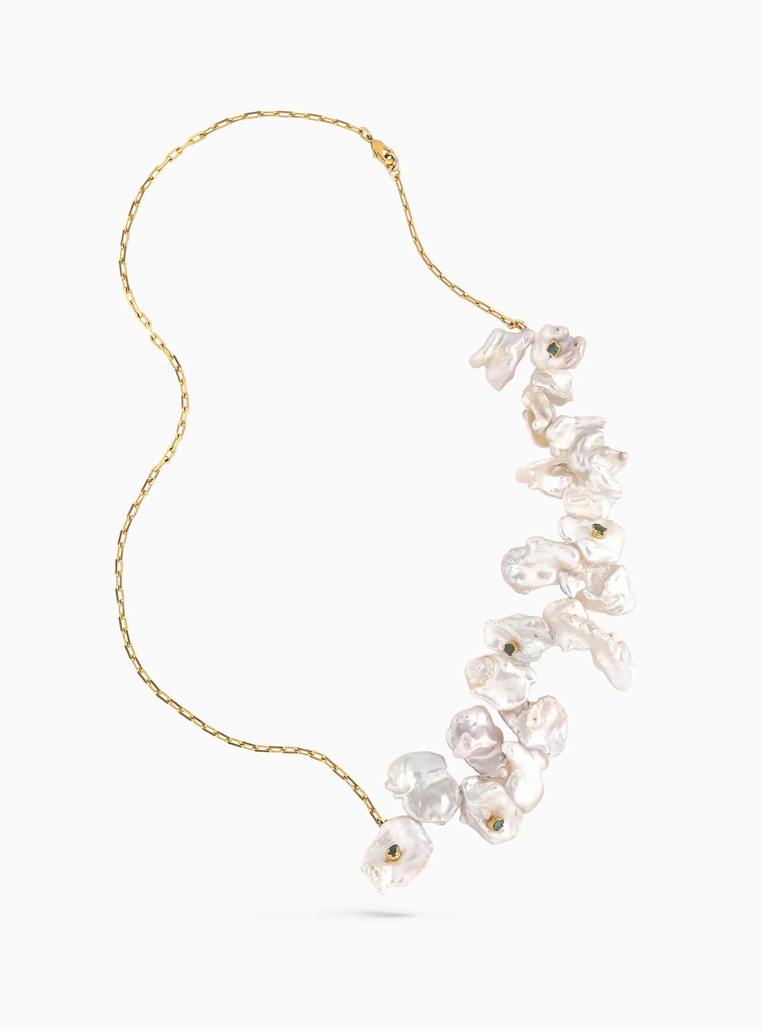 Pearl Flakes Emerald Necklace