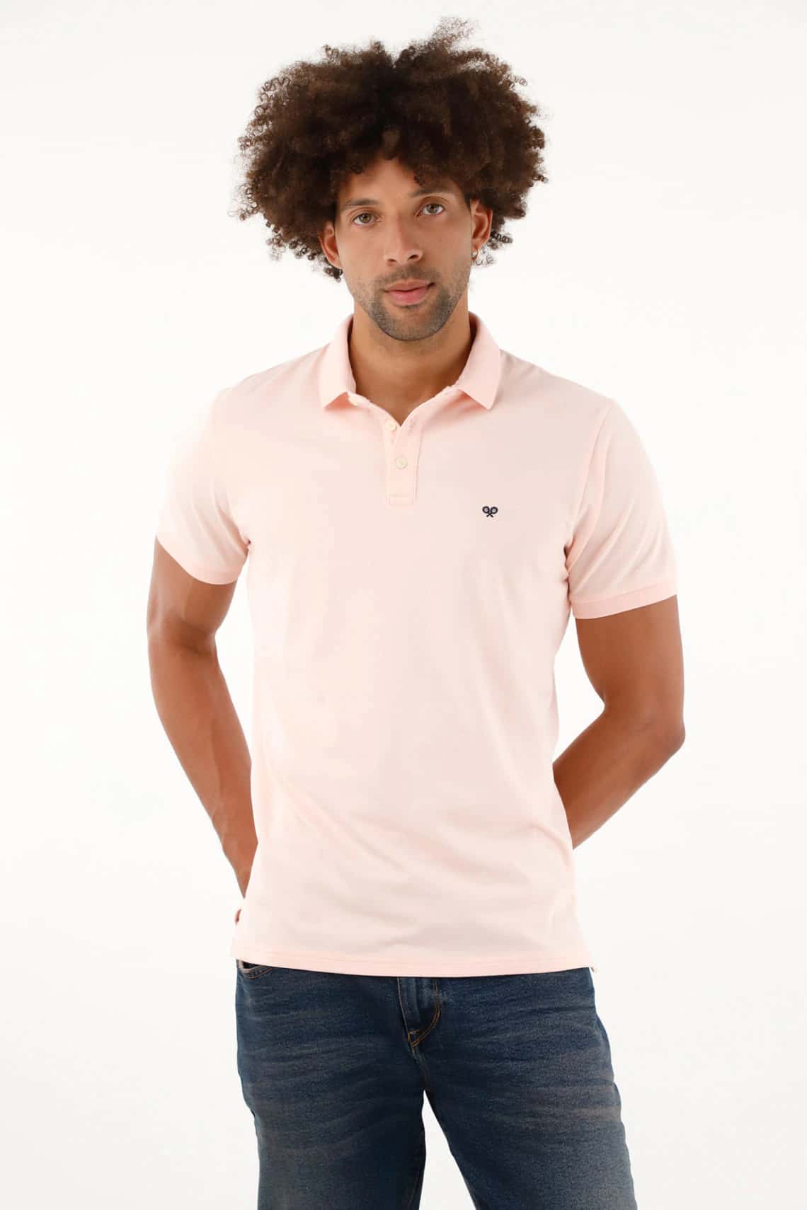 Polo licrada rosada para hombre