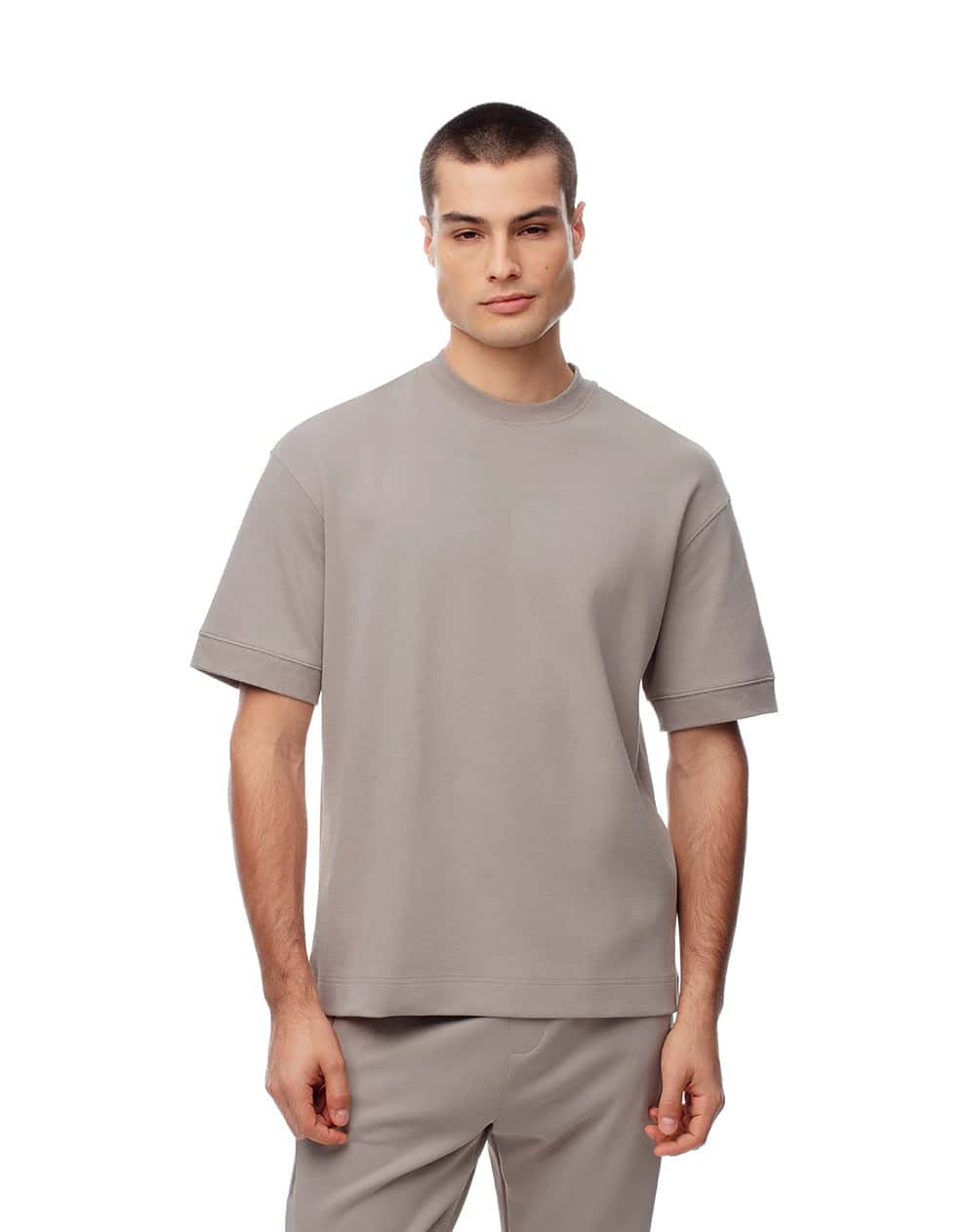 Camiseta oversized manga corta taupe hombre