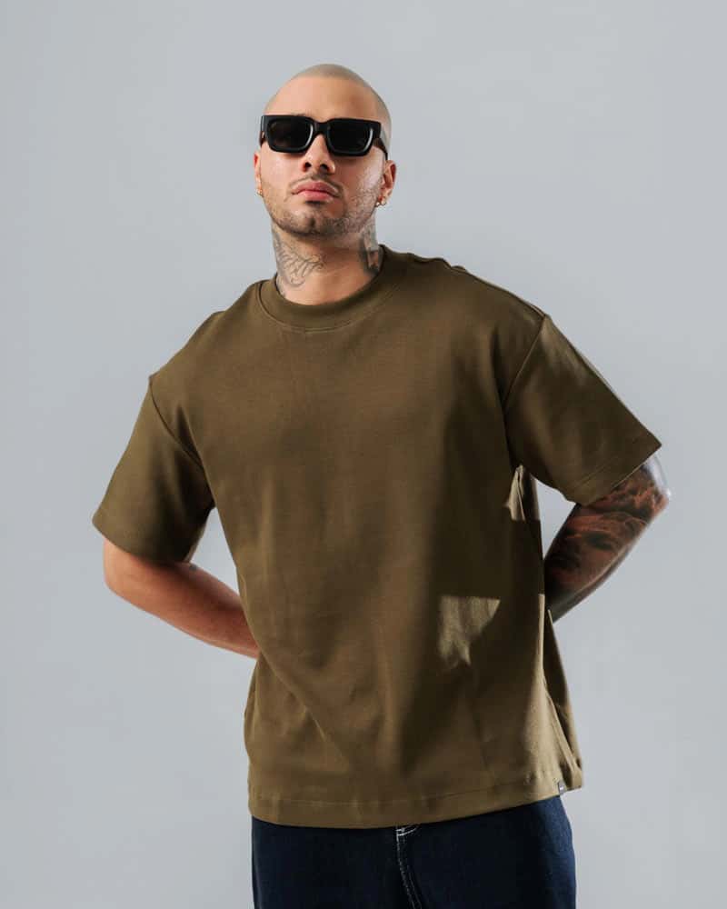 Camiseta Verde Militar Básica Regular  - 300 grs - miniatura 3