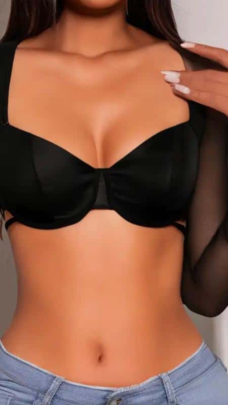 BRALETTE CORTO NEGRO EN CUERINA