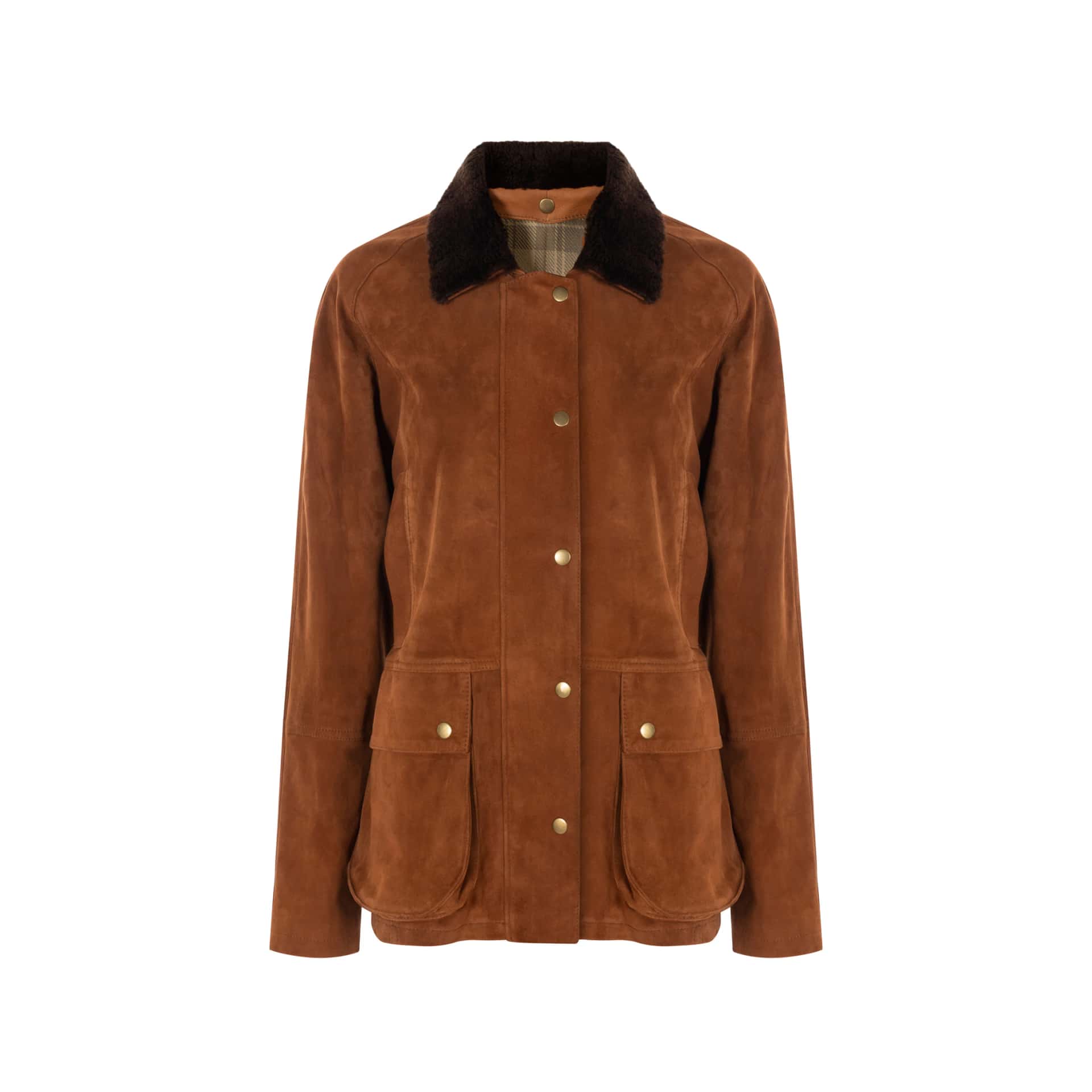 ELIZABETH JACKET WITH BELLOWS POCKETS AND SHEEPSKIN COLLAR