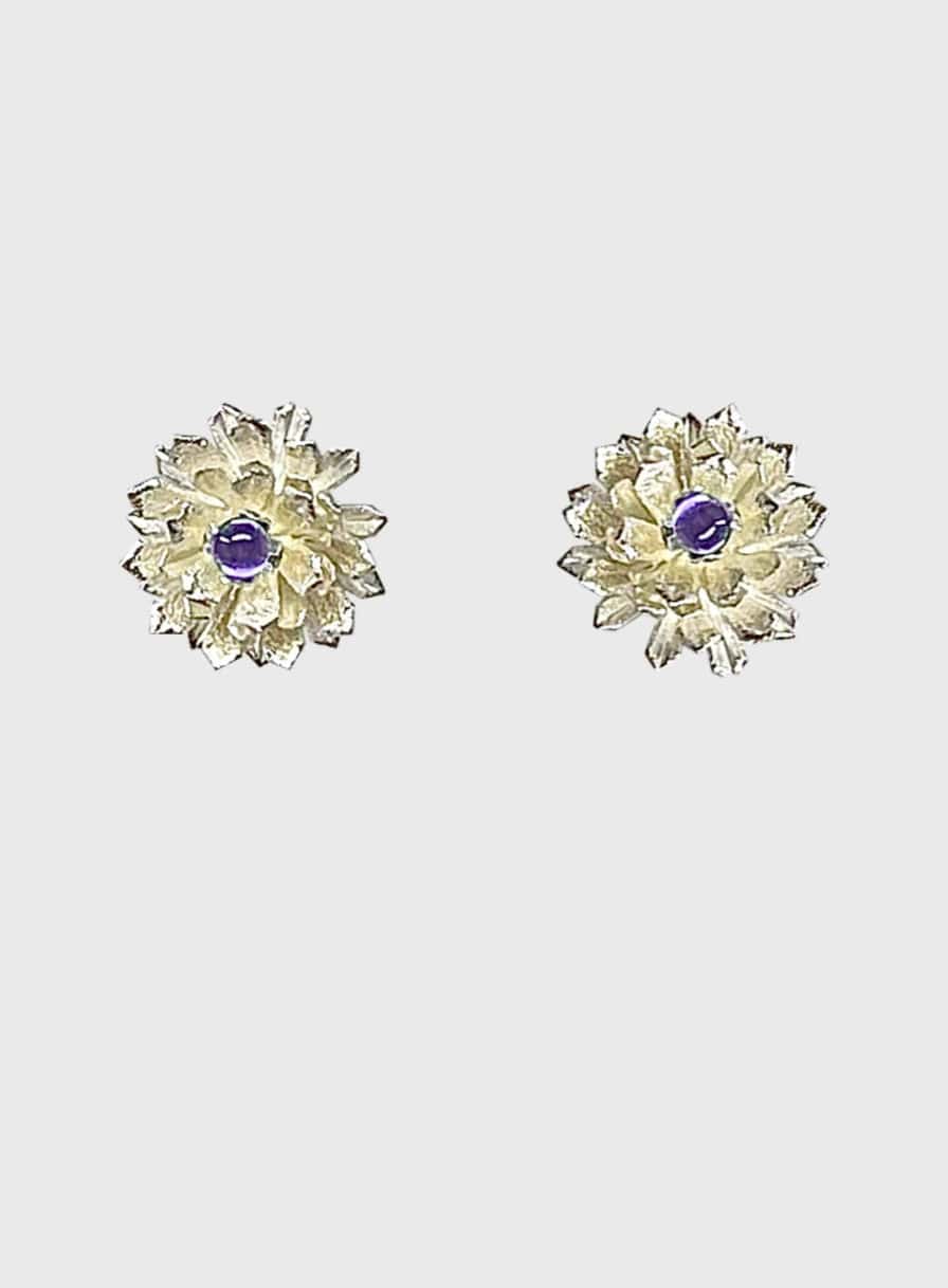 Aretes topos frailejón plata y amatista - miniatura 1