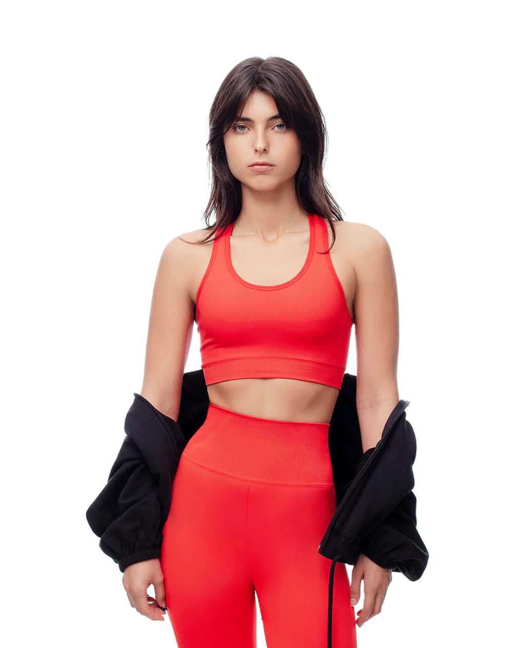 Top deportivo soporte alto seamless rojo mujer