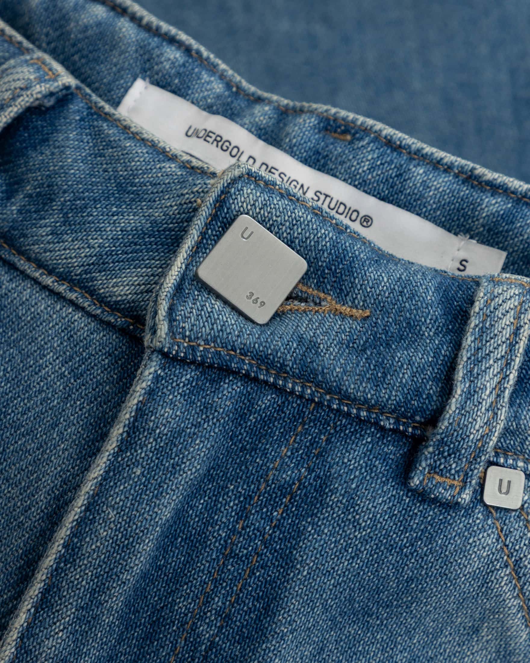 W Spring UNDRGLD Frayed Wide Jeans Blue - miniatura 6