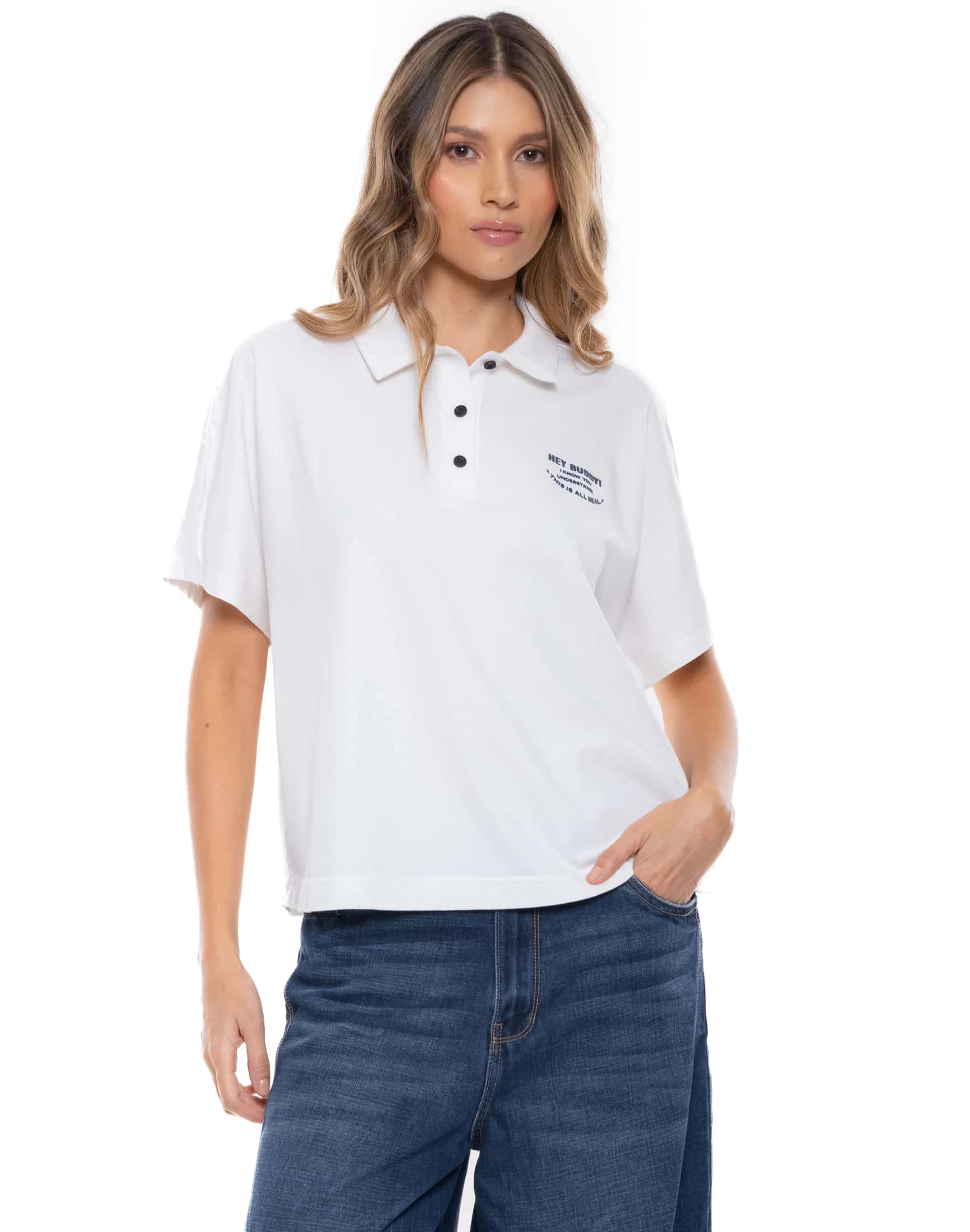 Camiseta Tipo Polo Con Estampado Punto Corazón Hey Busty