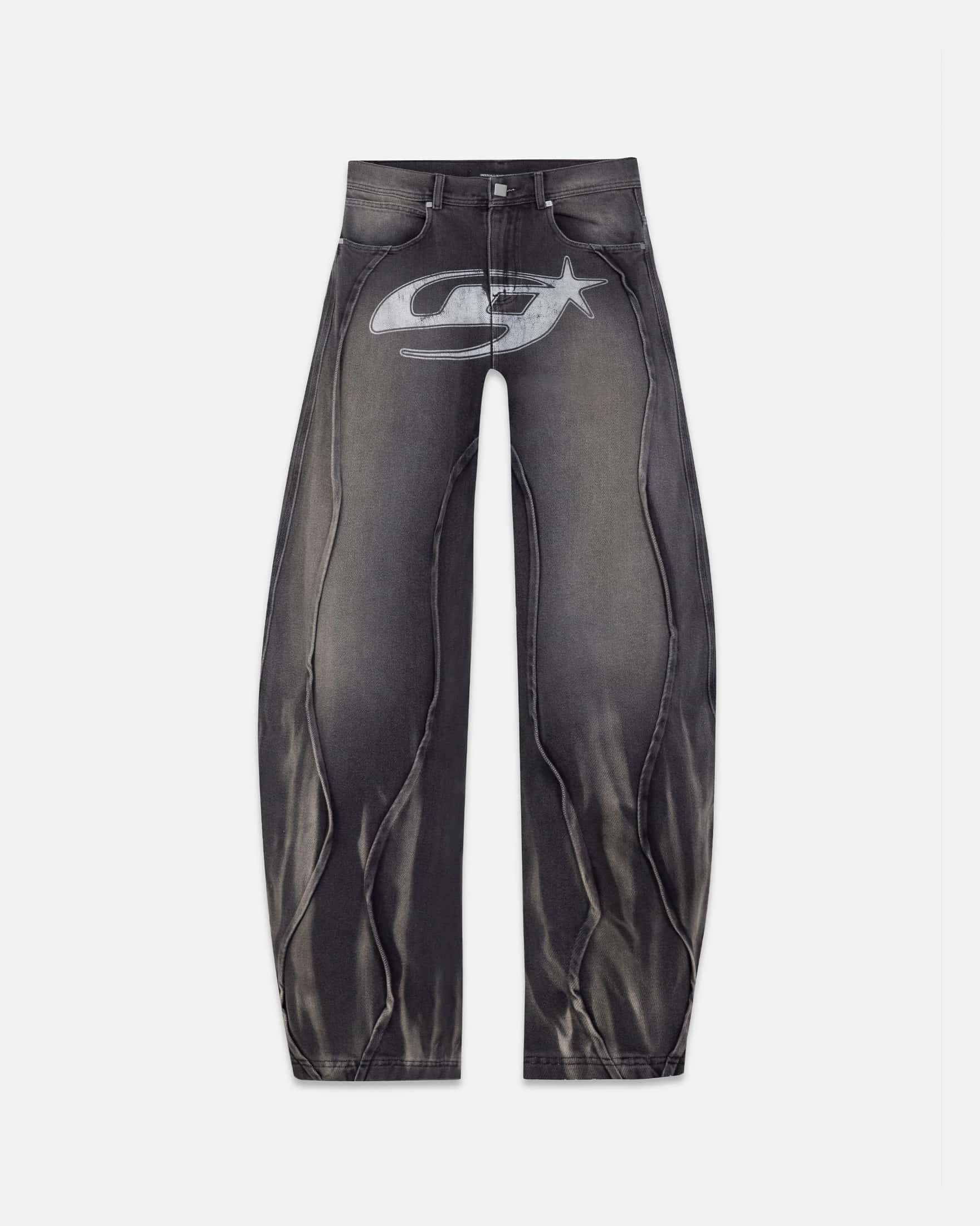 W Act 1 UG Star Barrel Vein Jean Washed Black