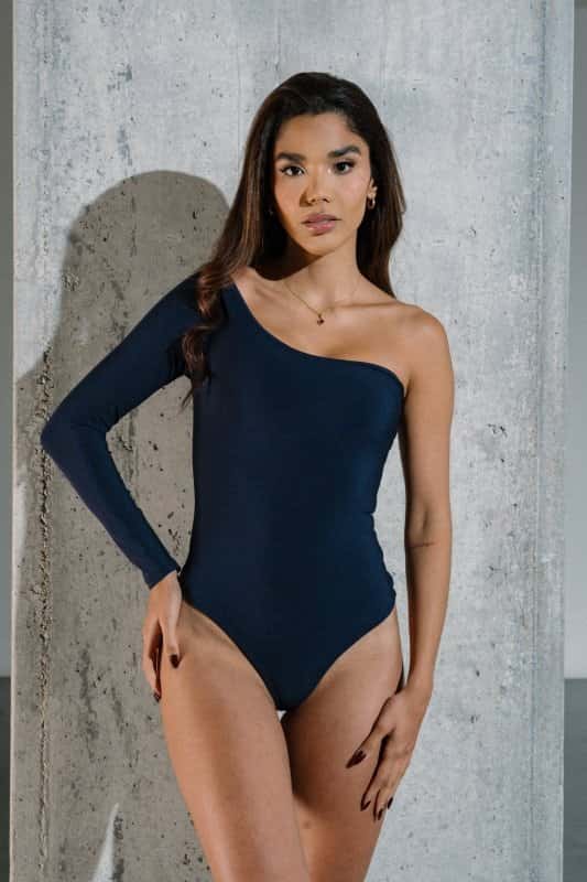 Core Sculpt Asymmetrical Bodysuit Navy - miniatura 1