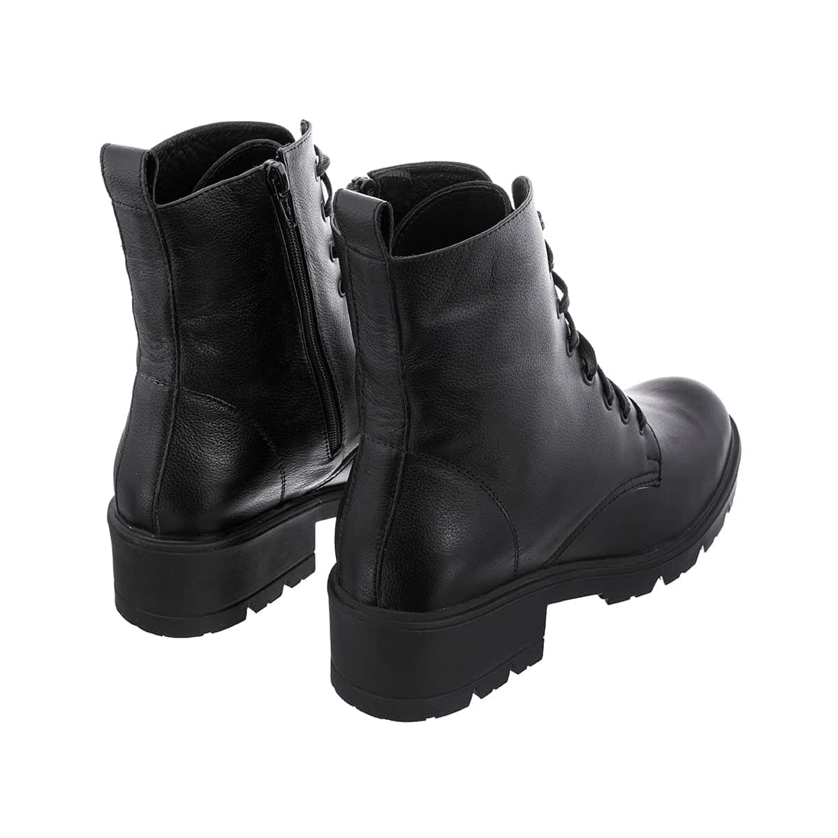 Botas Combat Mujer Cuero Liso Negro - miniatura 2