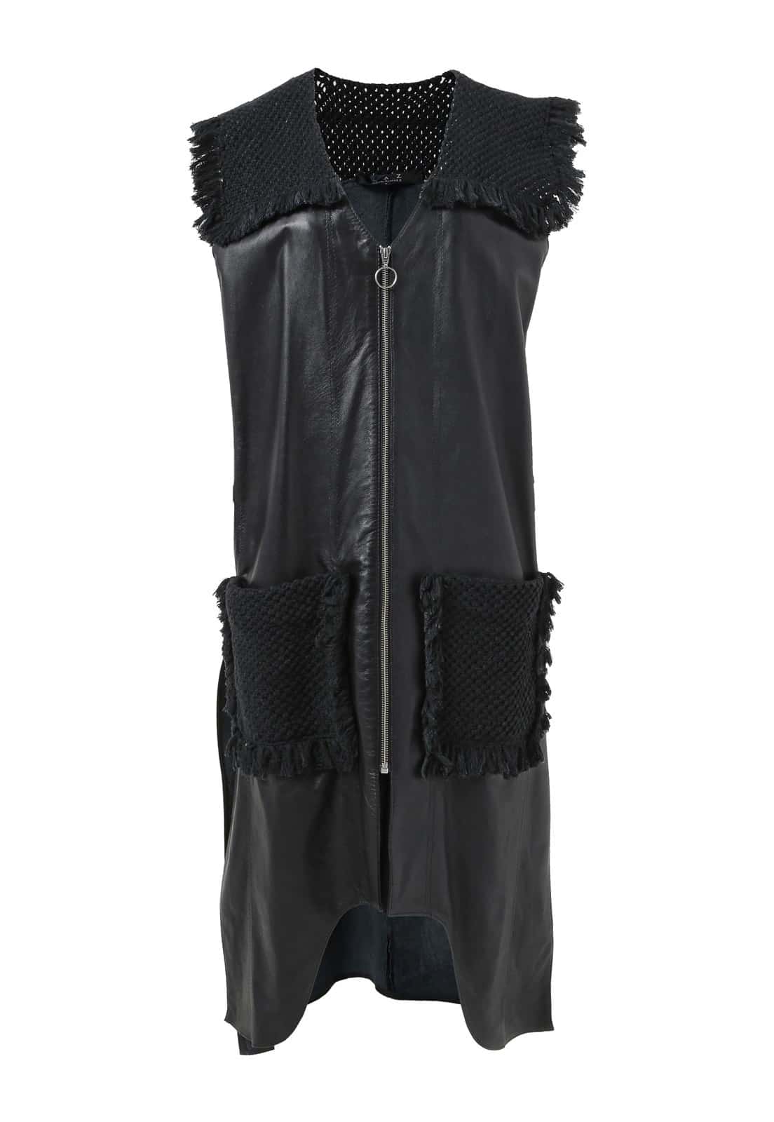 MACRAME HONEYCOMB LEATHER VEST