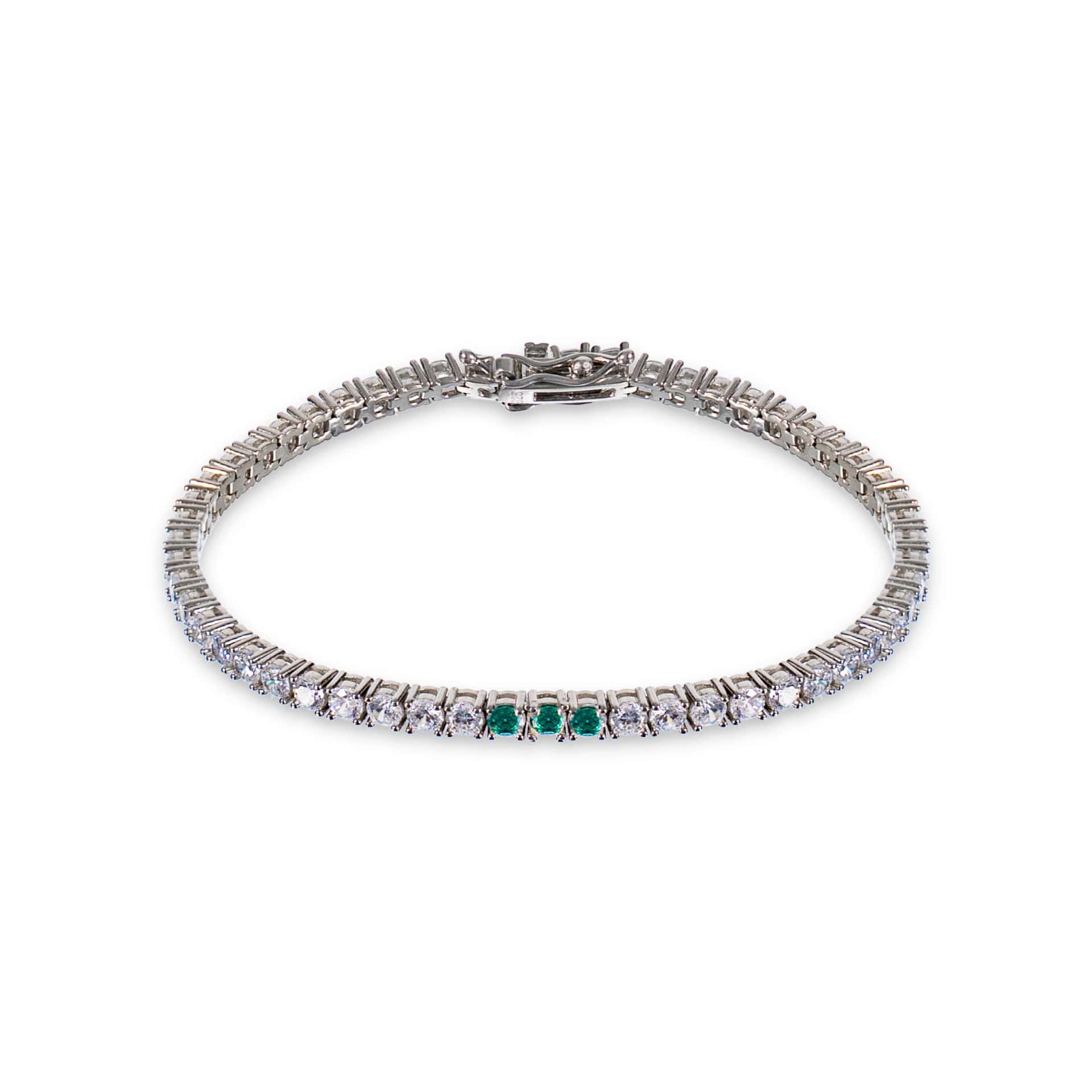 THE TRACE THREE | PULSERA EN PLATA 925 CON TRES ESMERALDAS - miniatura 2