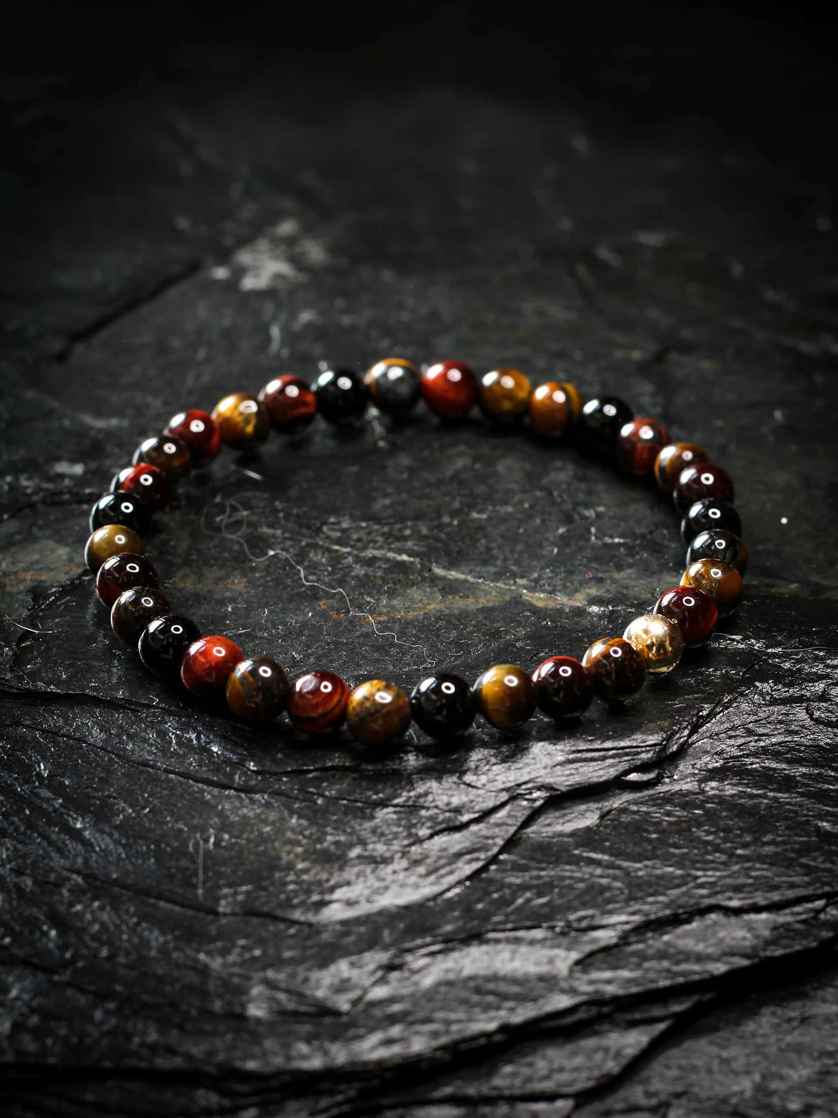 Brazalete Ojo de Tigre & Onyx 6mm