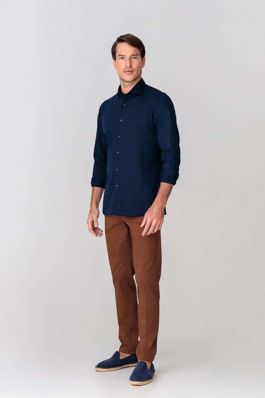 Men's cotton shirt navy jersey
