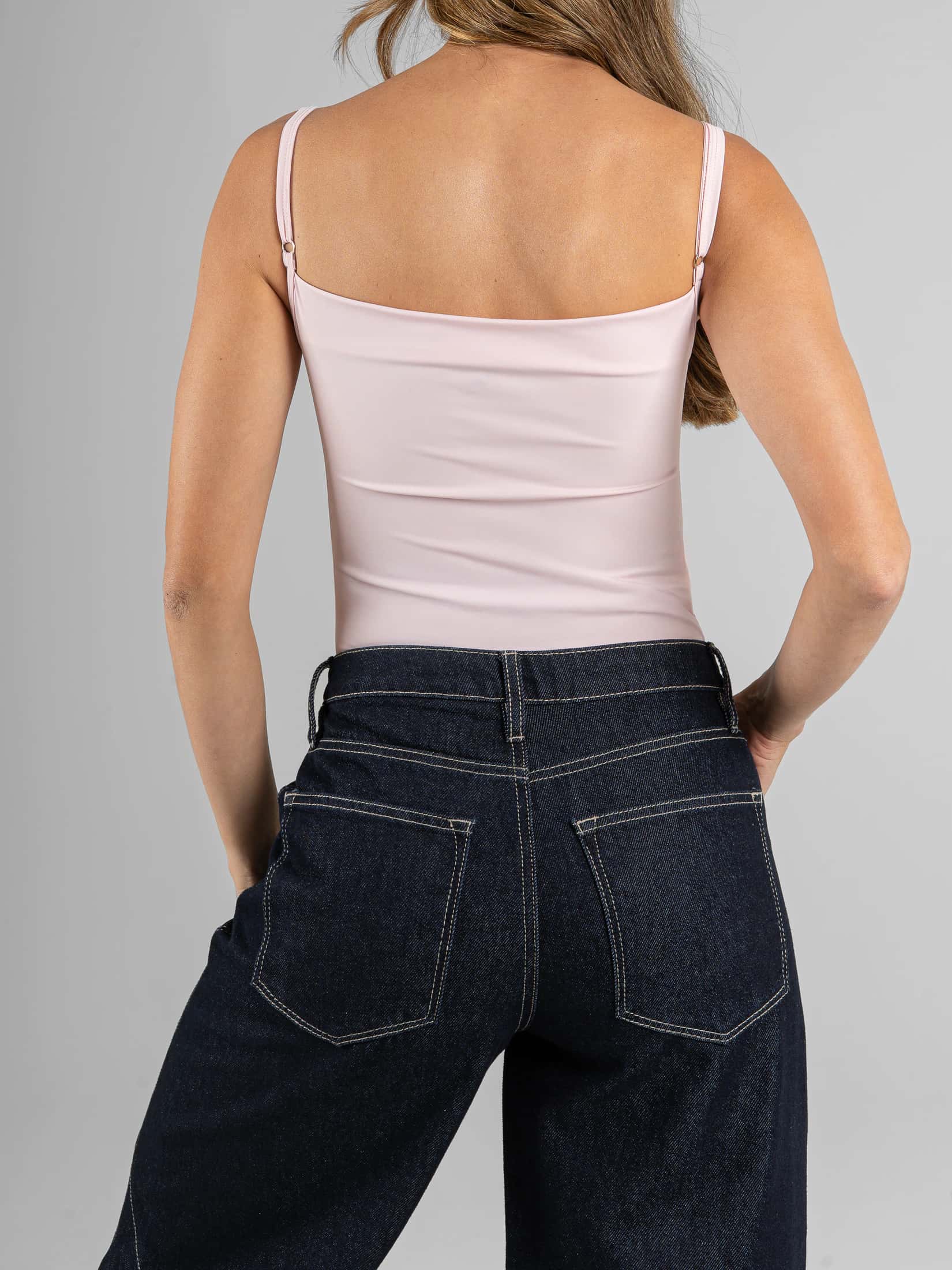 Ref: 0610712 Body stretch,doble tela, escote y cortes delanteros, tono rosa - miniatura 2