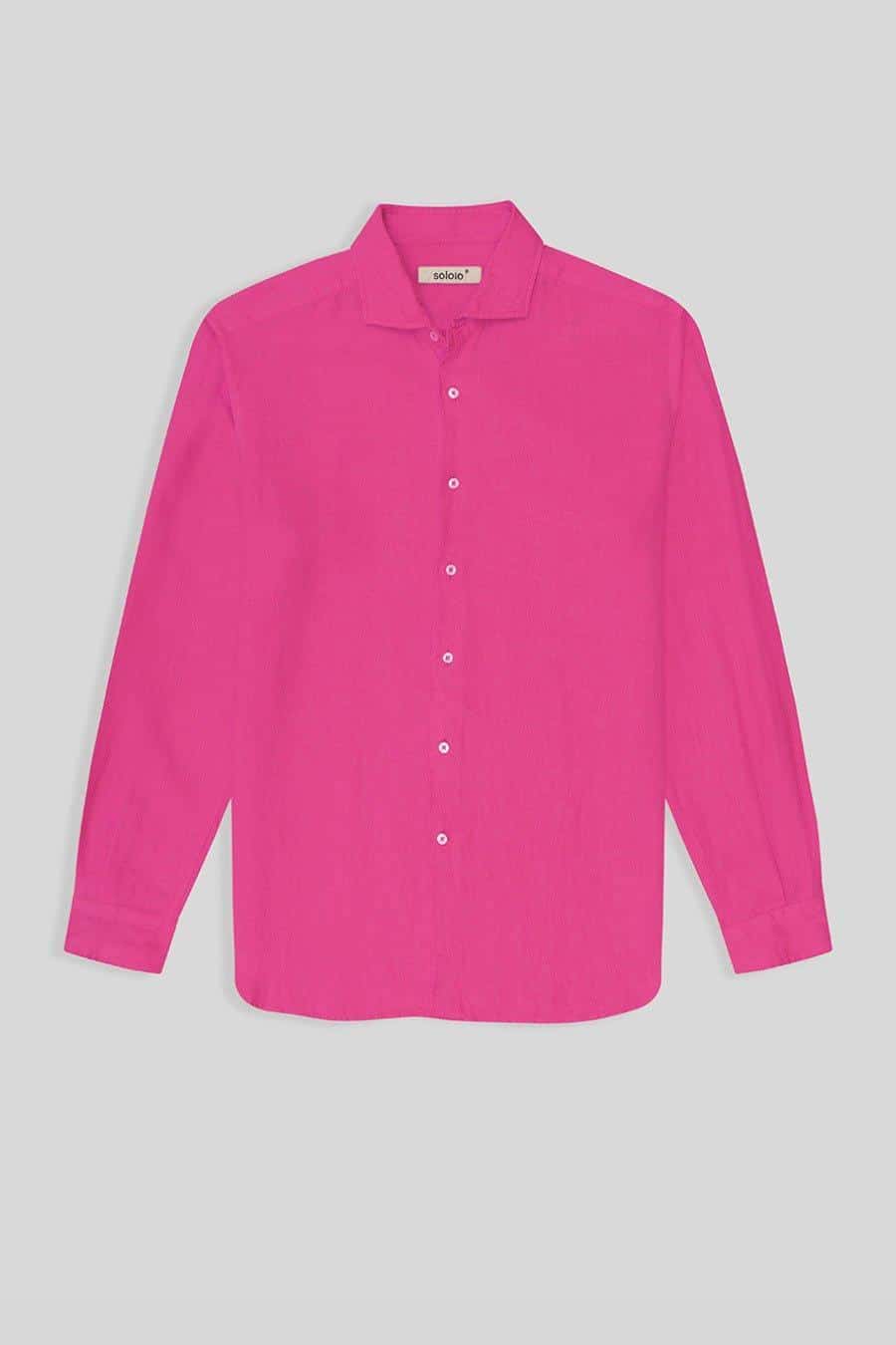 Men's linen shirt light fuxia