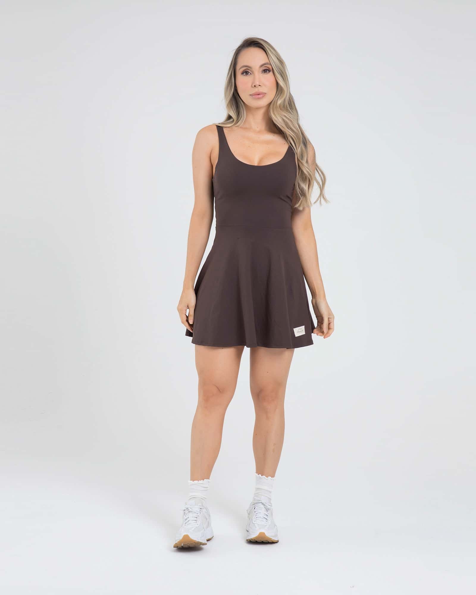 Vestido falda light form cafe oscuro offline FIBER