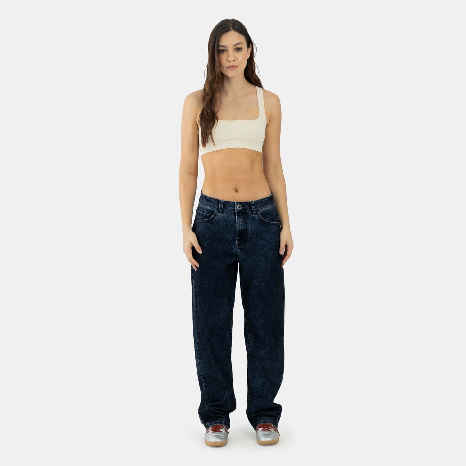 Corduroy Touch Denim Relaxed Jeans Dark Blue