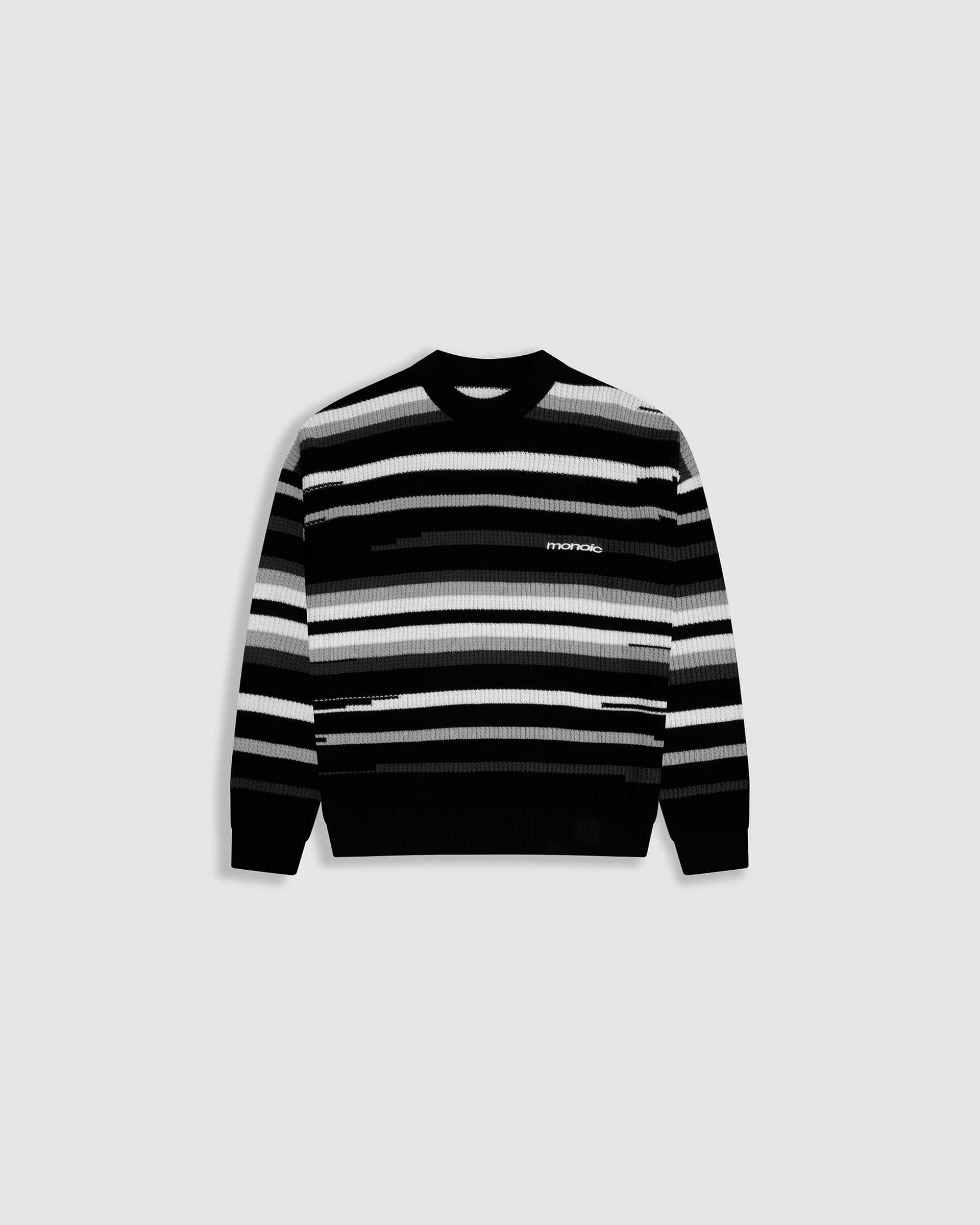 Striped Knitwear Sweater – Negro, Crema y Gris