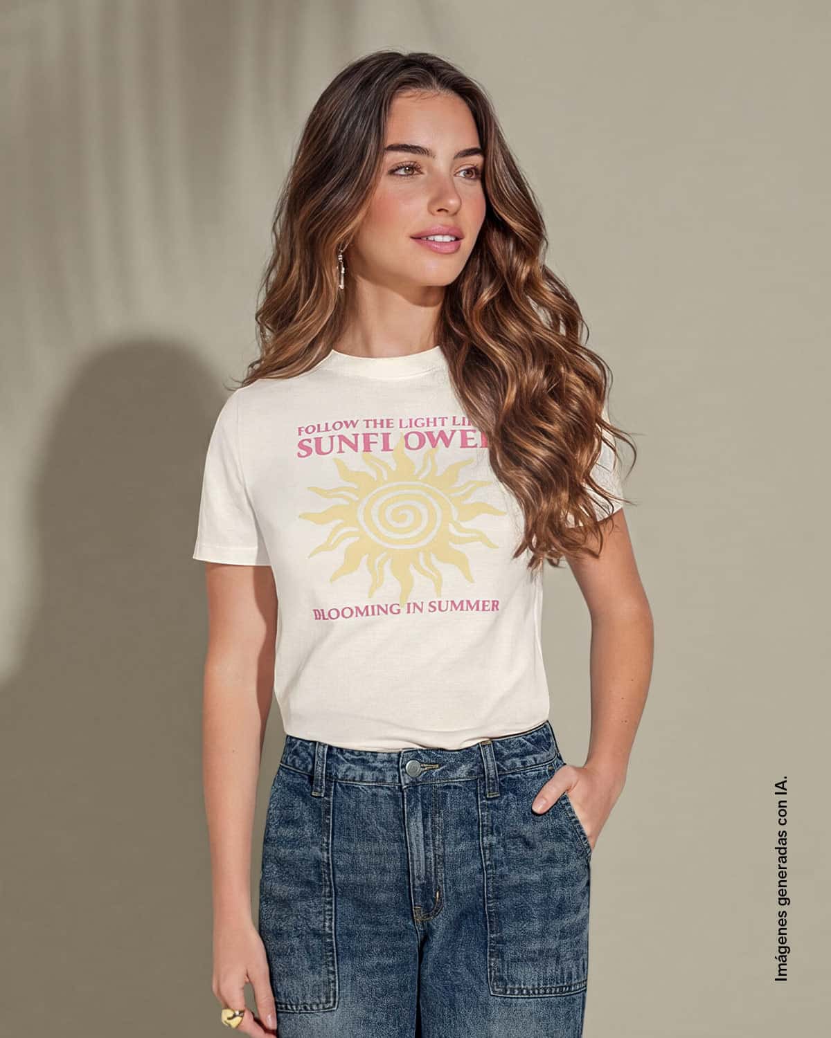 Camiseta en algodón manga corta con estampado localizado