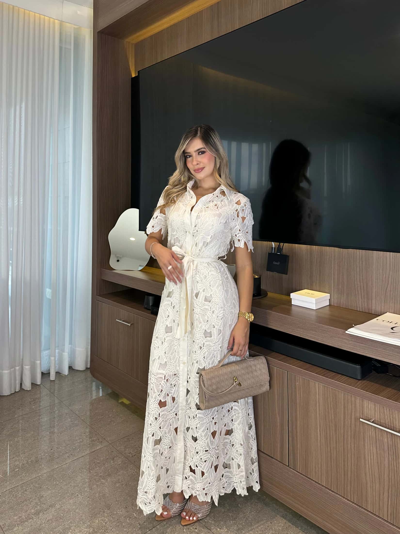 VESTIDO  MARÍA BEIGE CREMA - miniatura 2