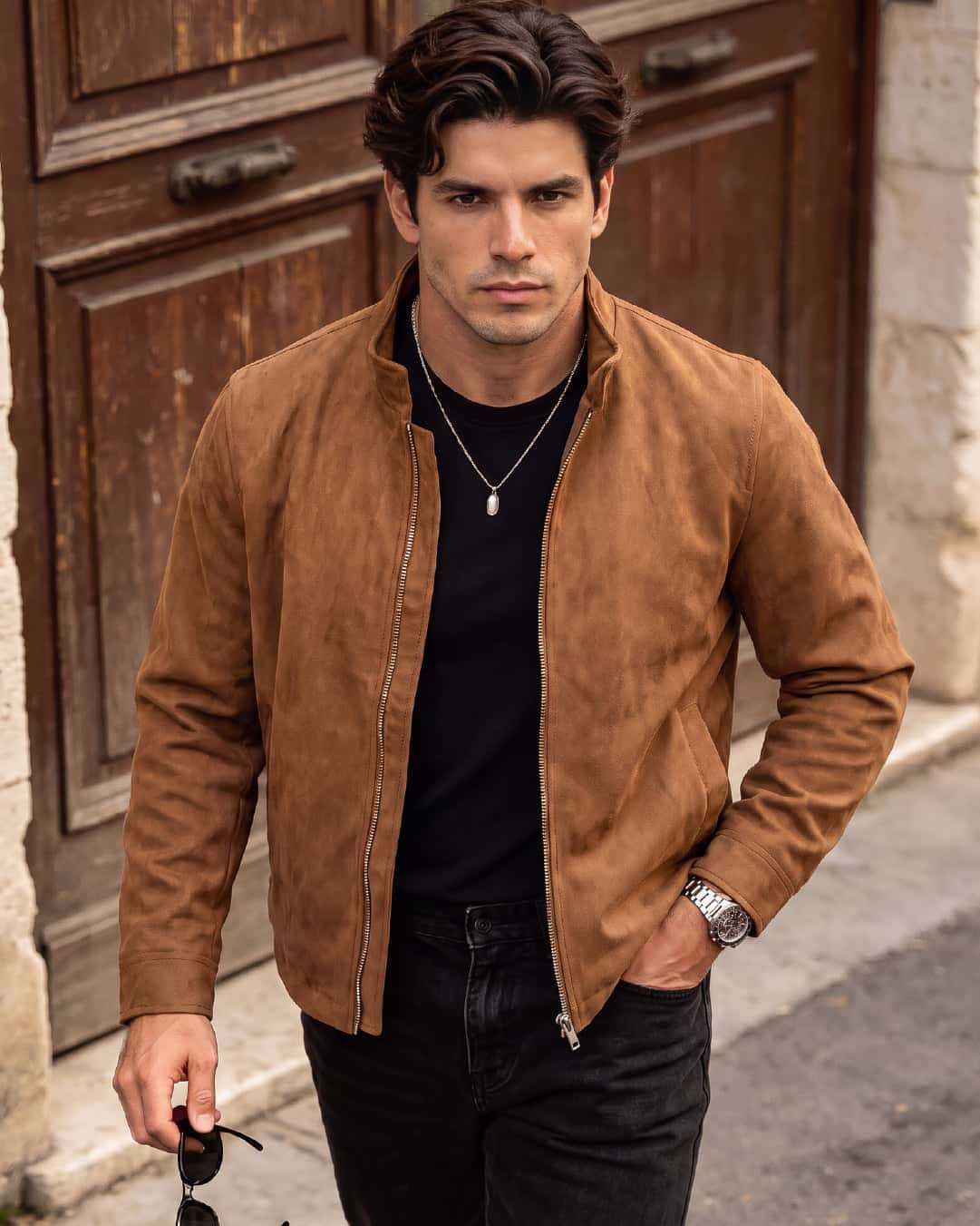 Chaqueta Cambridge Gamuza Camel Hombre