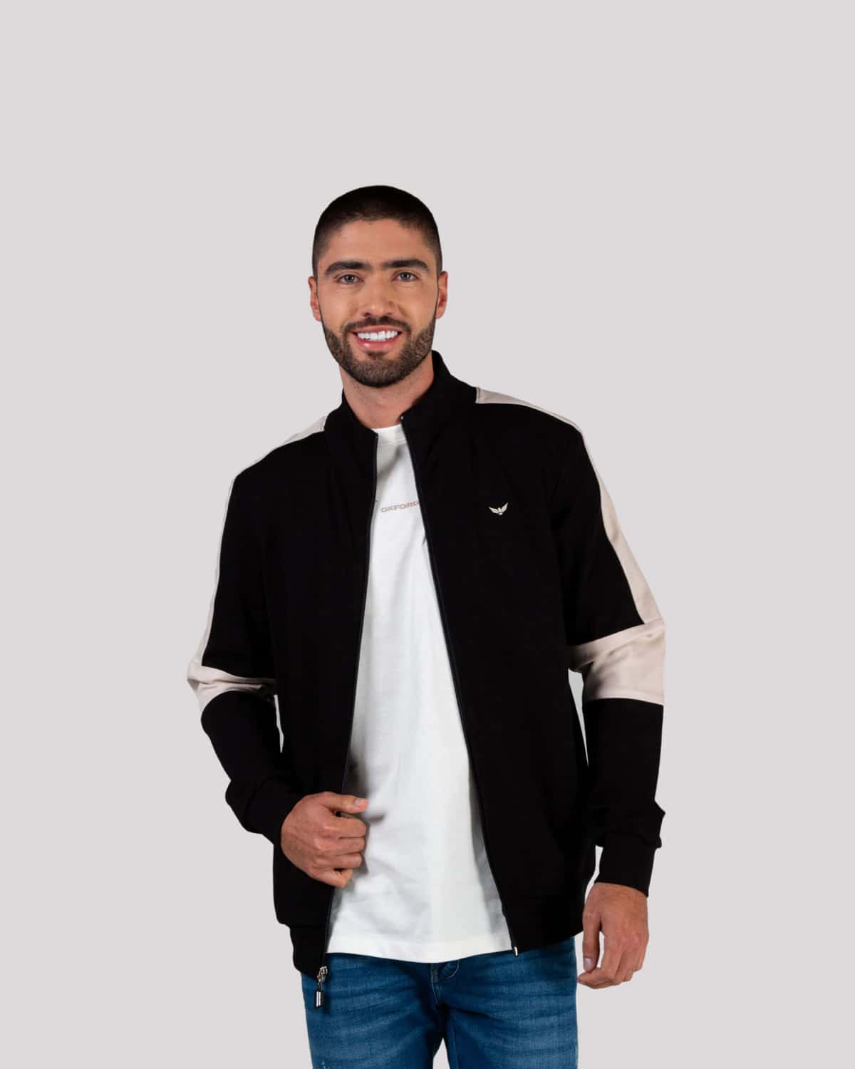 Buzo negro cierre frontal para hombre