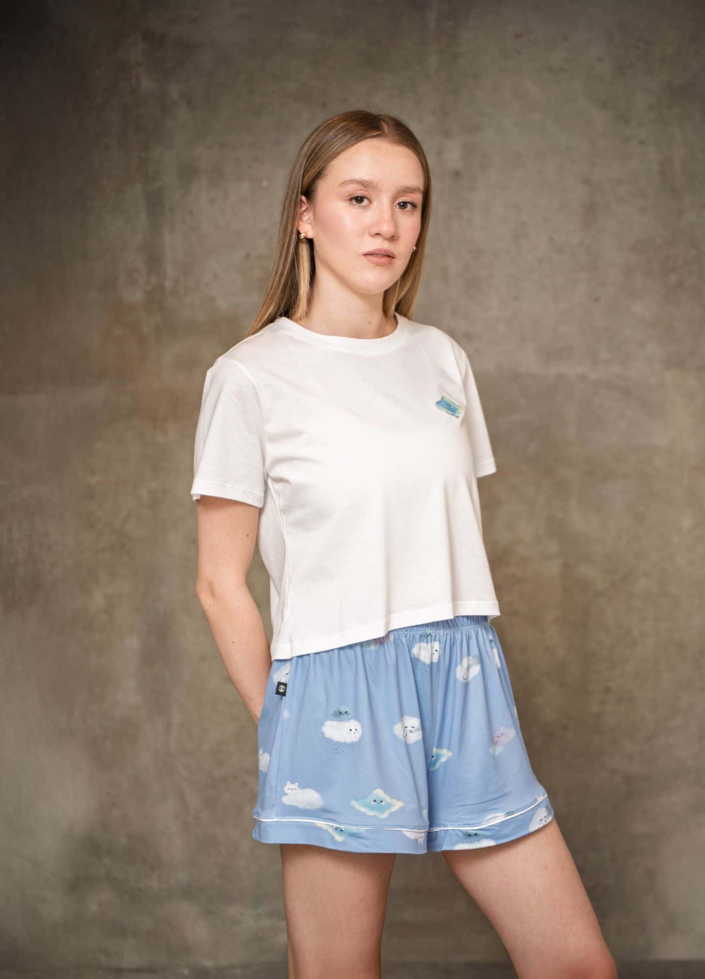 Conjunto Short Nubes - Azul Cielo