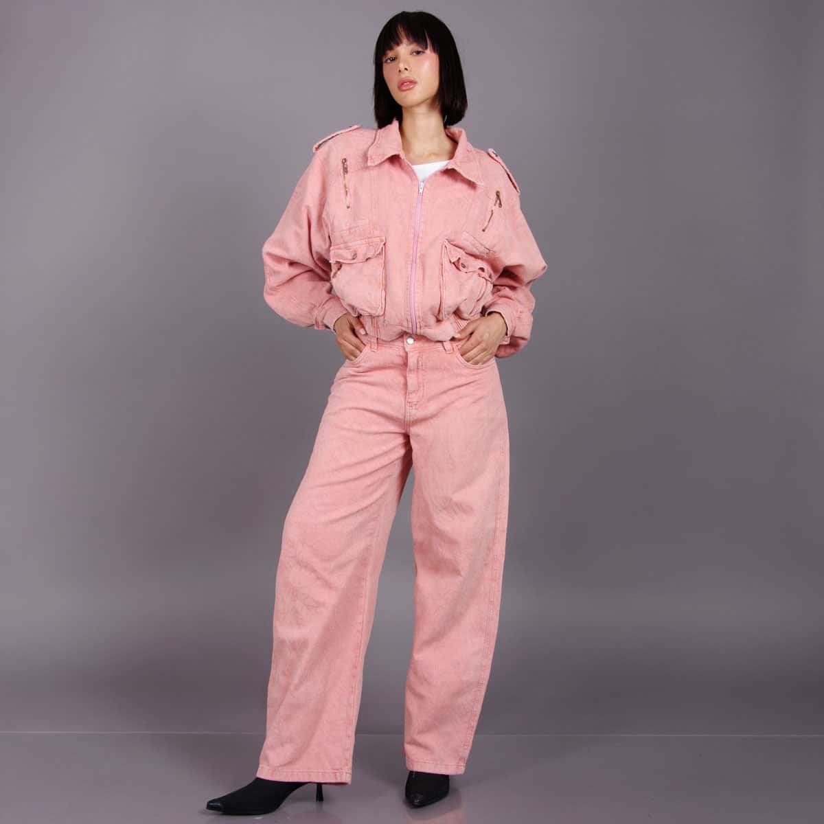 Jean Wide Leg Rosa Ax-3104 Rigido