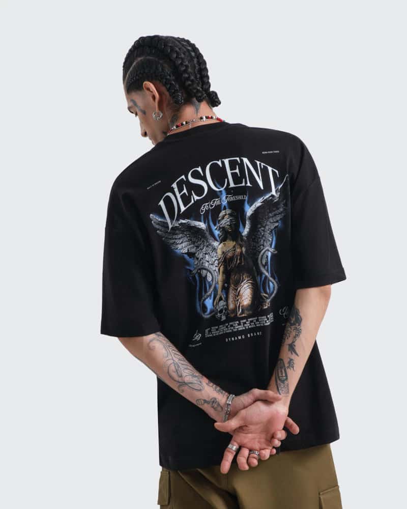 Camiseta Negra Oversize Descent - miniatura 1