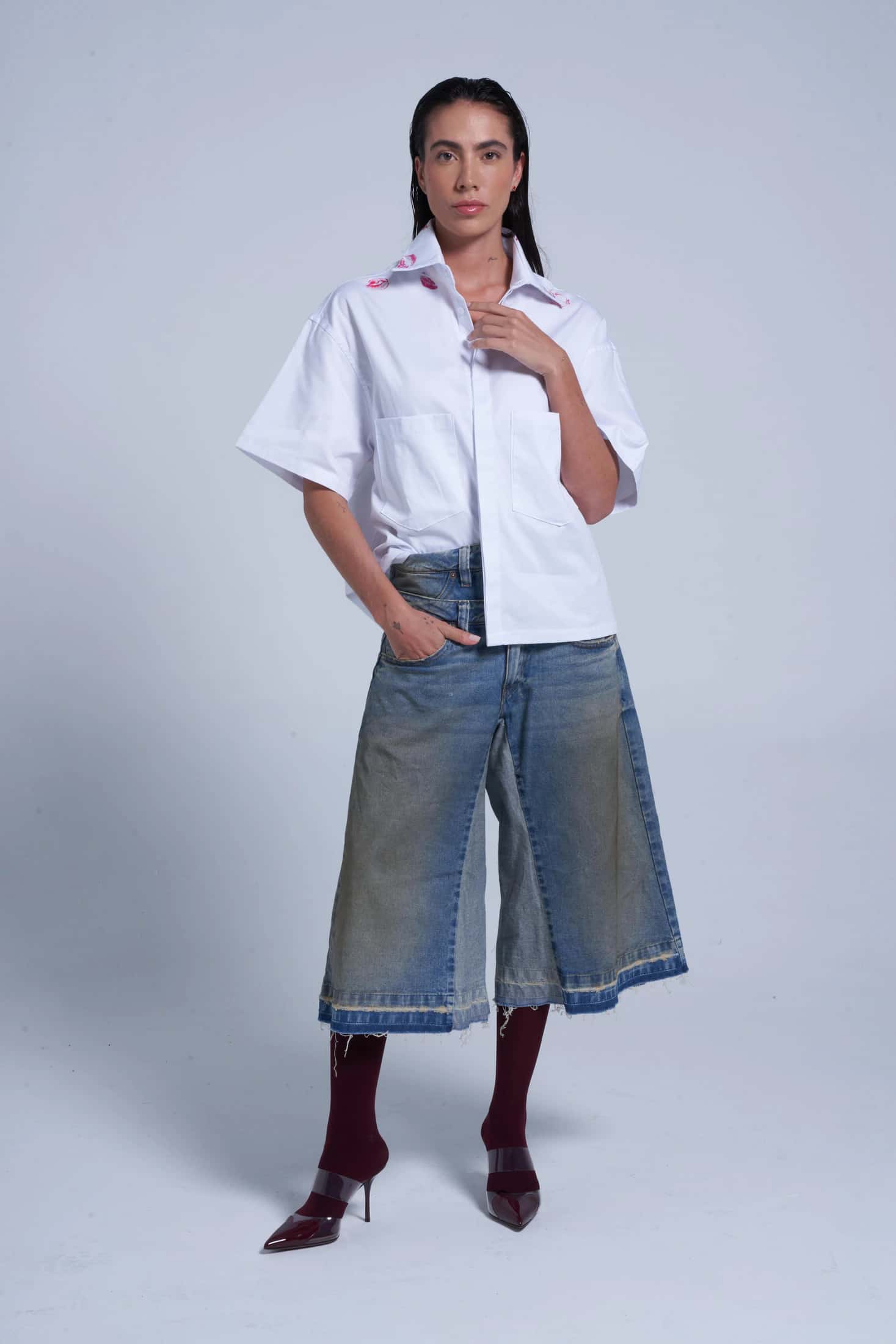 TOO MUCH IRONY! WHITE OVERSHIRT - miniatura 5