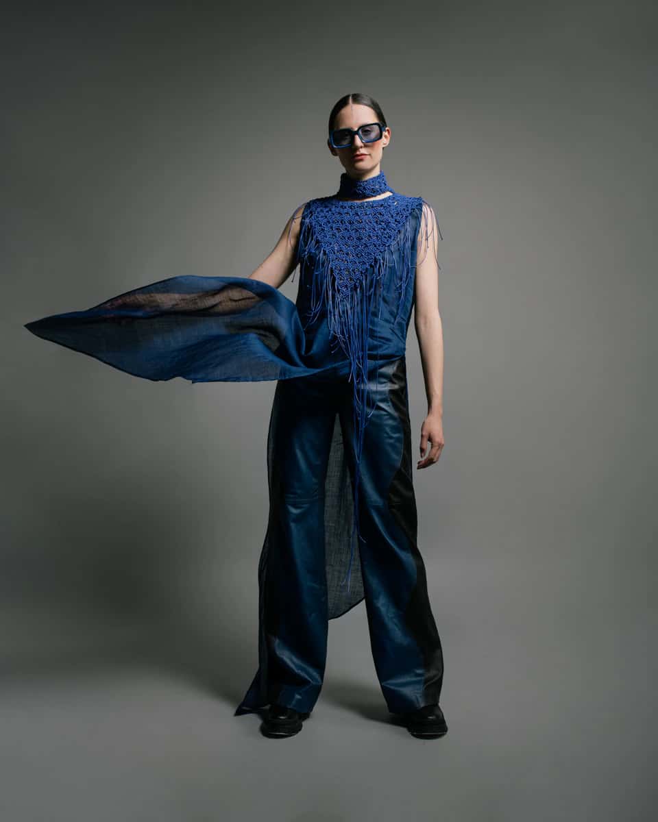 TWO-TONE LEATHER MOUNTAIN TROUSERS