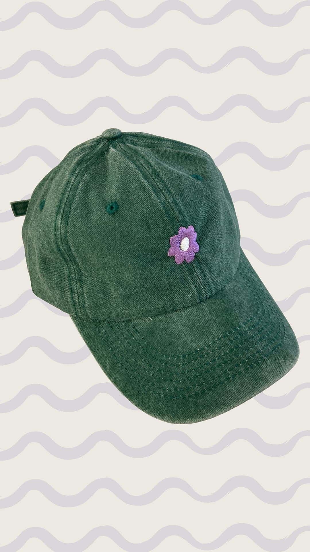 gorra flor bordada - verde