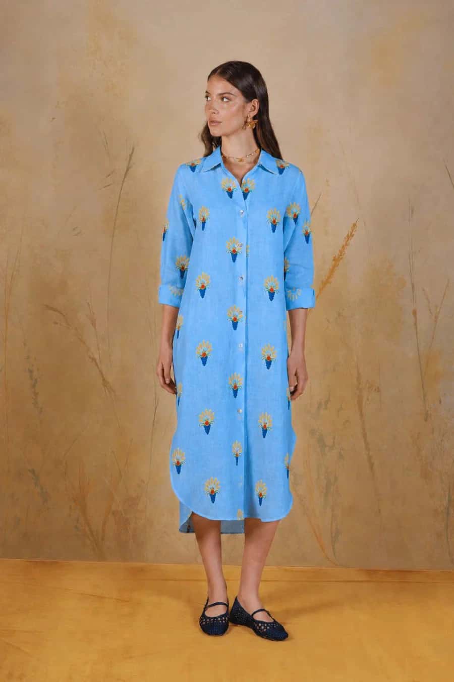 Women's Proventus linen shirt dress blue