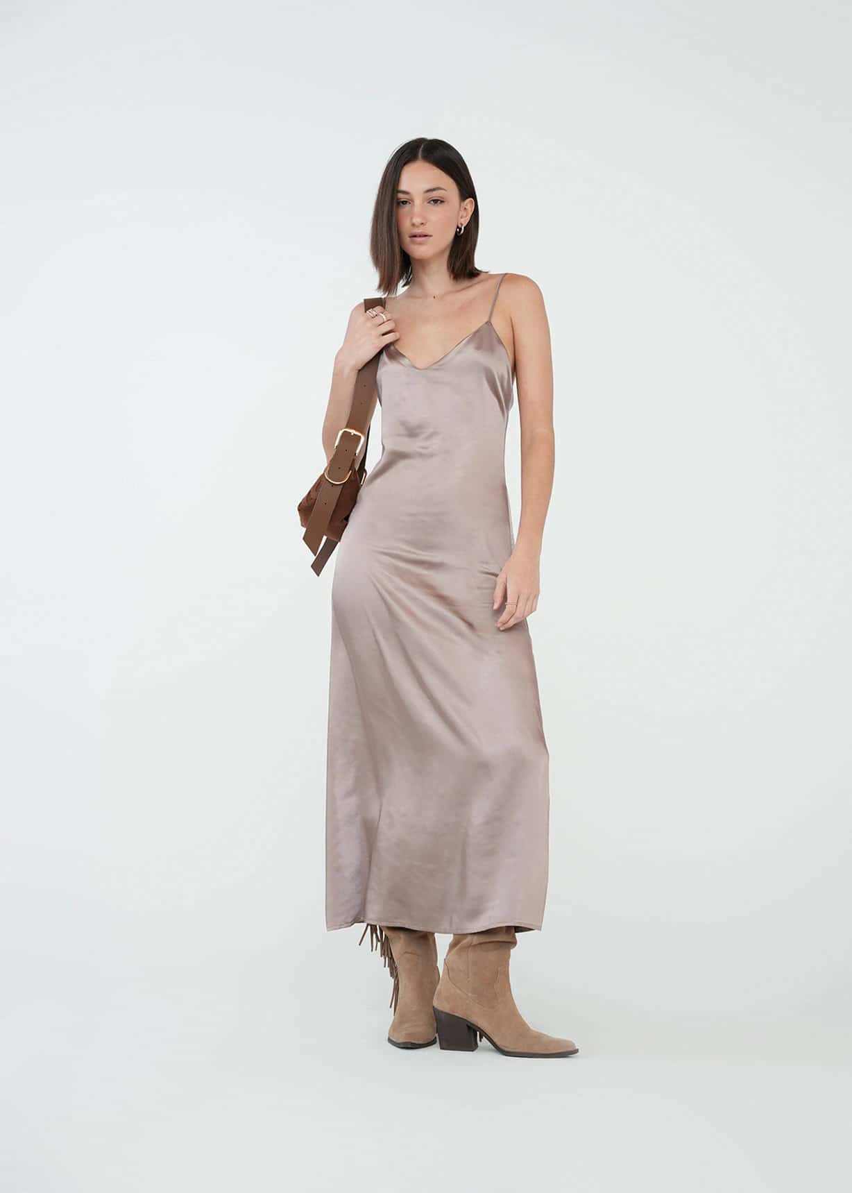 Vestido largo de tiras